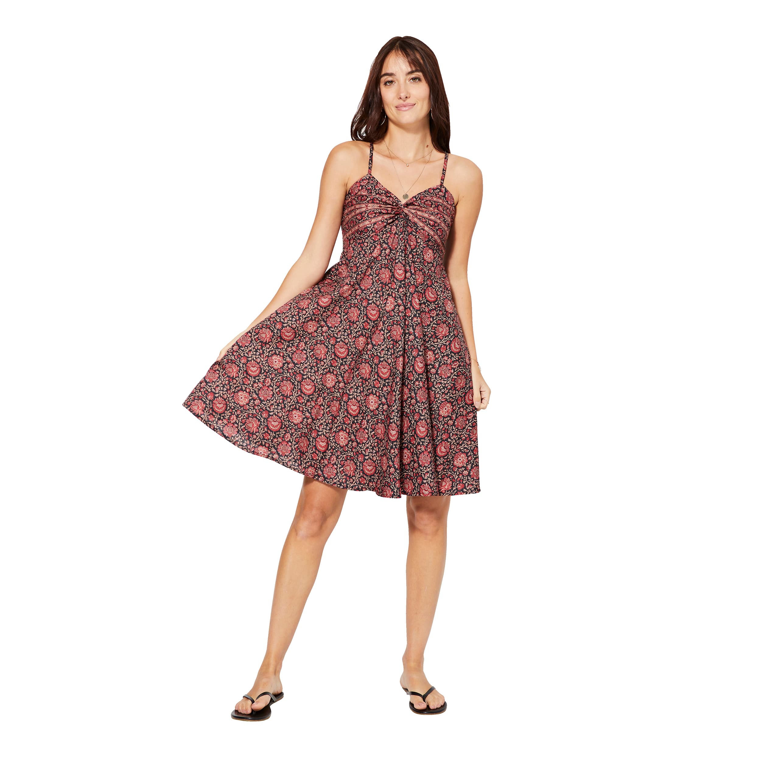 Robe été courte sans manches Demeter - noir, rose - Akoustik Online