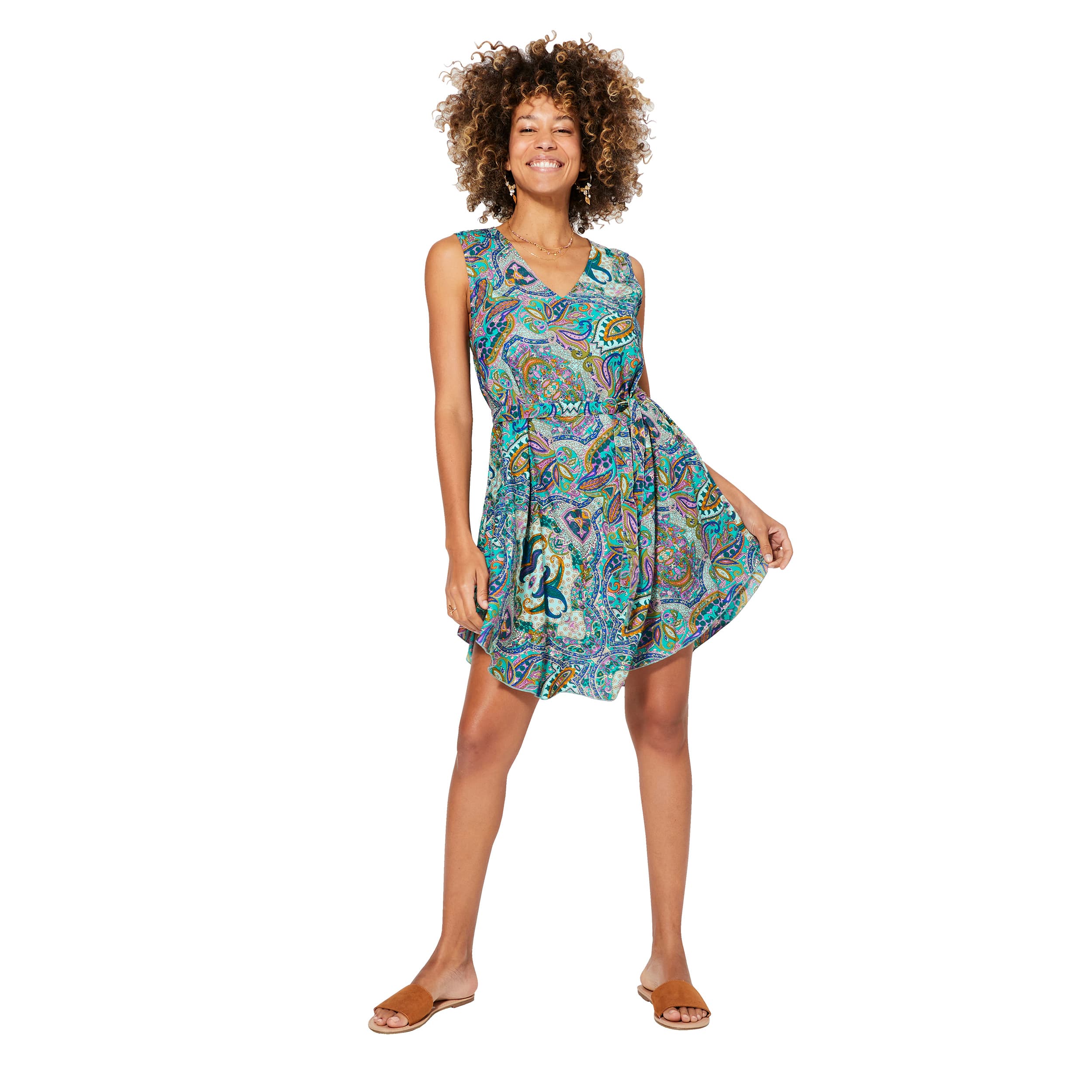 Robe été courte sans manches Orpha - 100% polyester - Akoustik Online