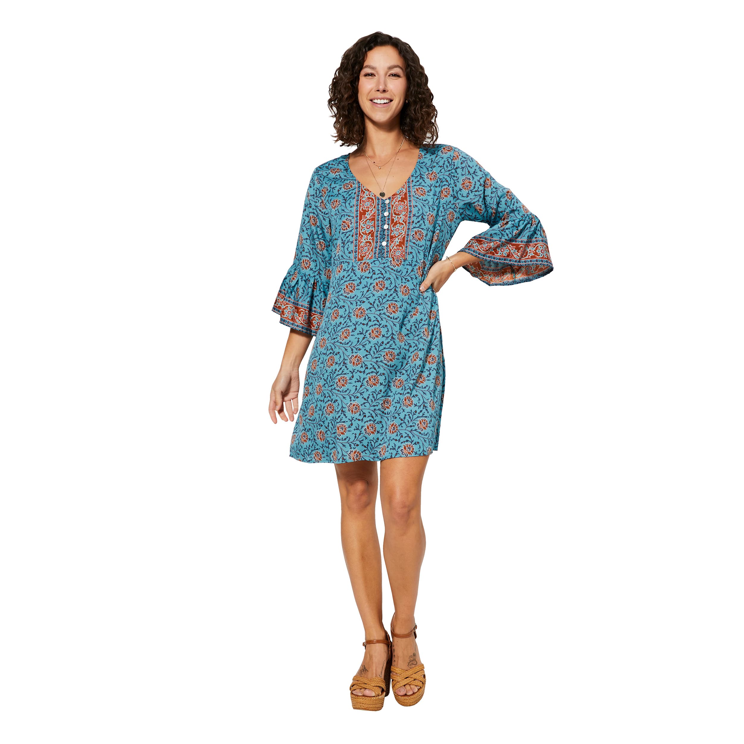 Robe été courte manches 3/4 Bertha - 100% polyester - Akoustik Online