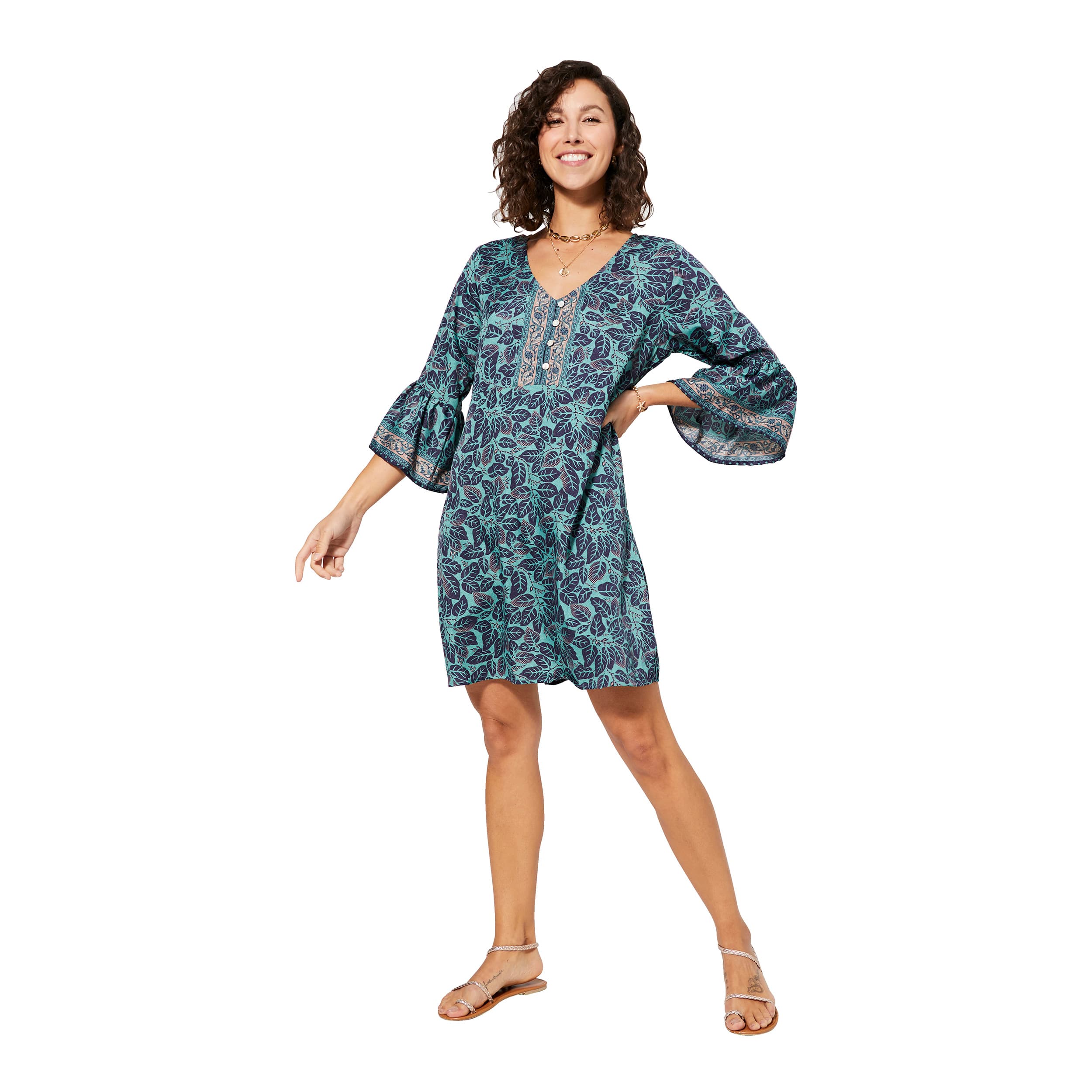Robe été courte manches 3/4 Bertie - 100% polyester - Akoustik Online