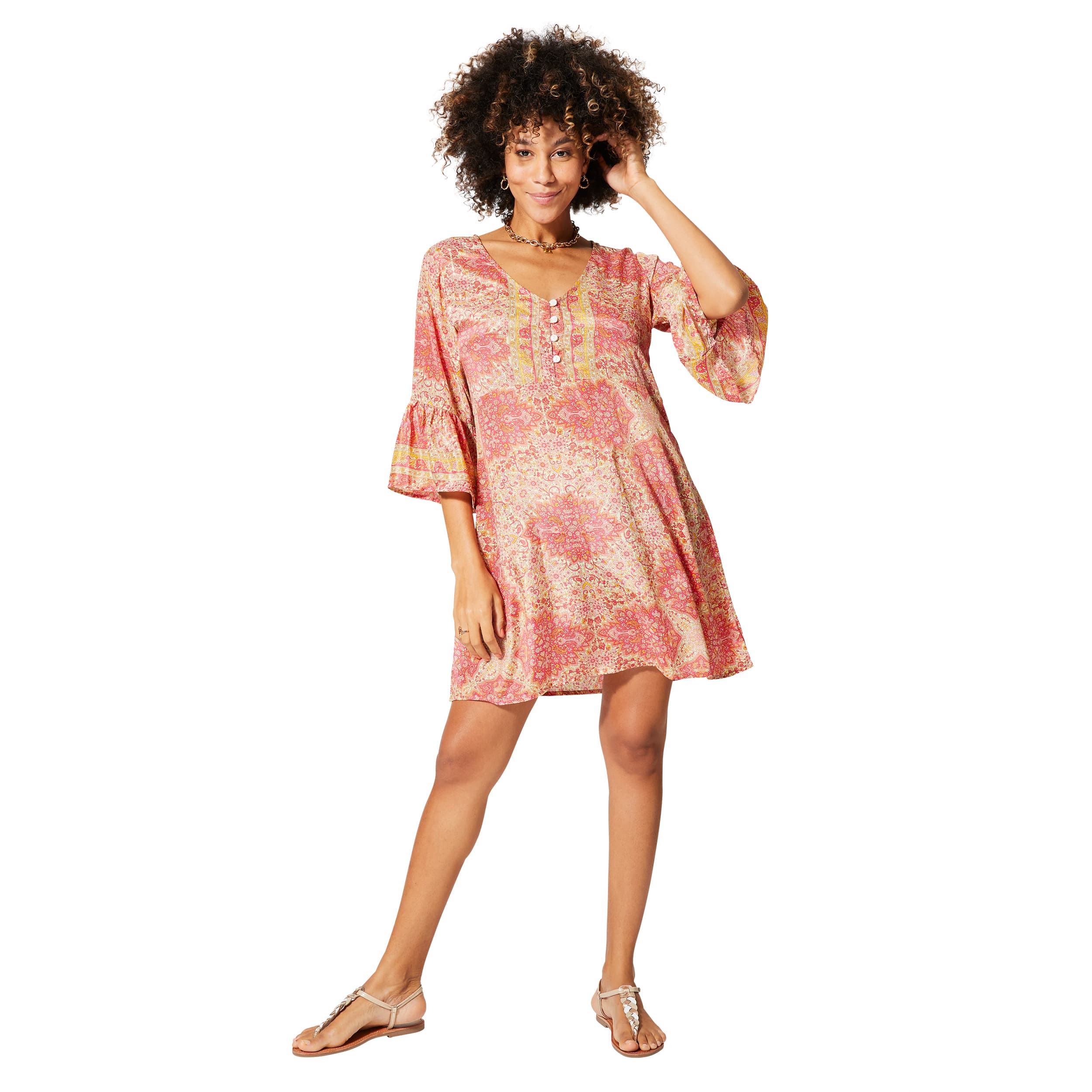 Robe été courte manches 3/4 Zelig - 100% polyester - Akoustik Online