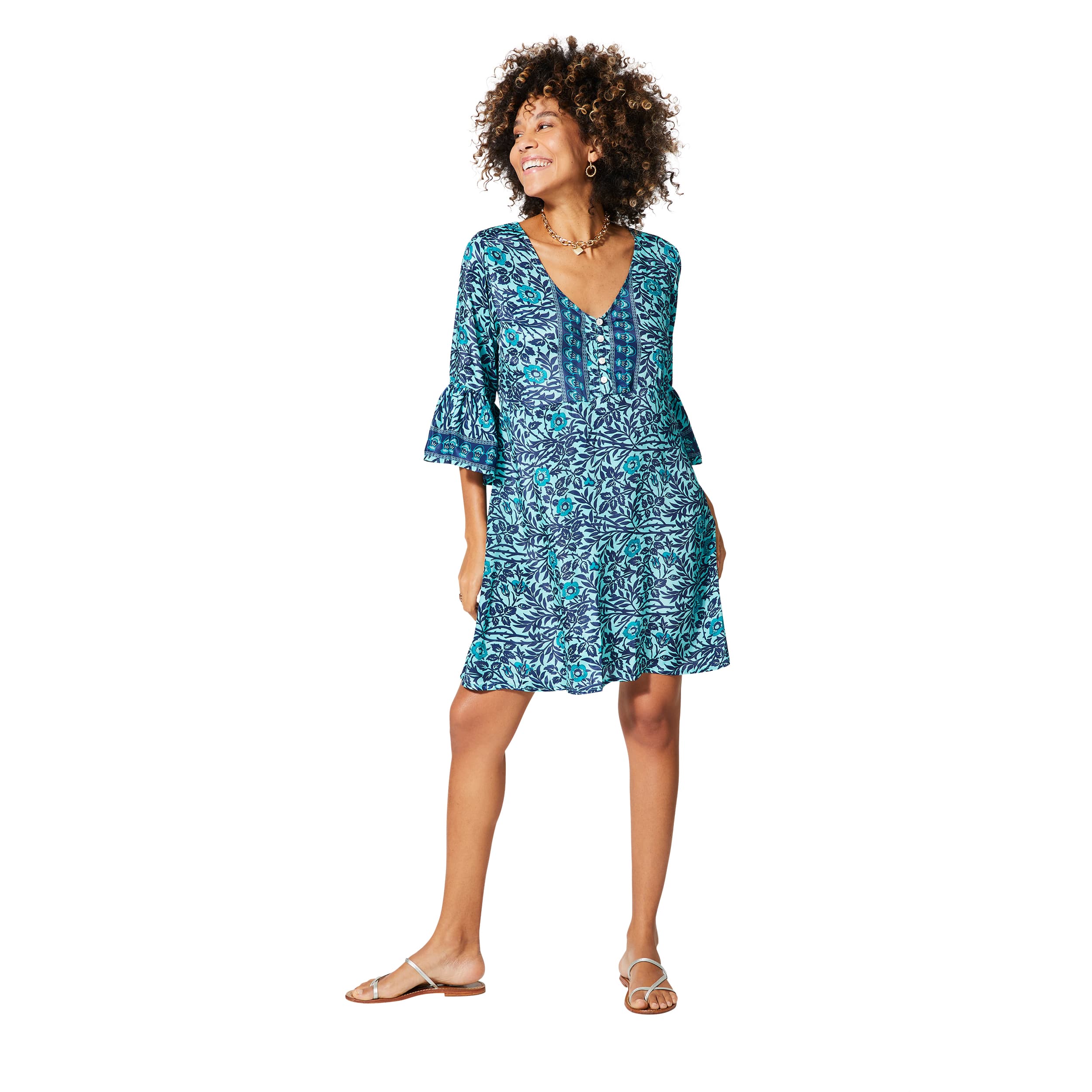 Robe été courte manches 3/4 Lilly - 100% polyester - Akoustik Online
