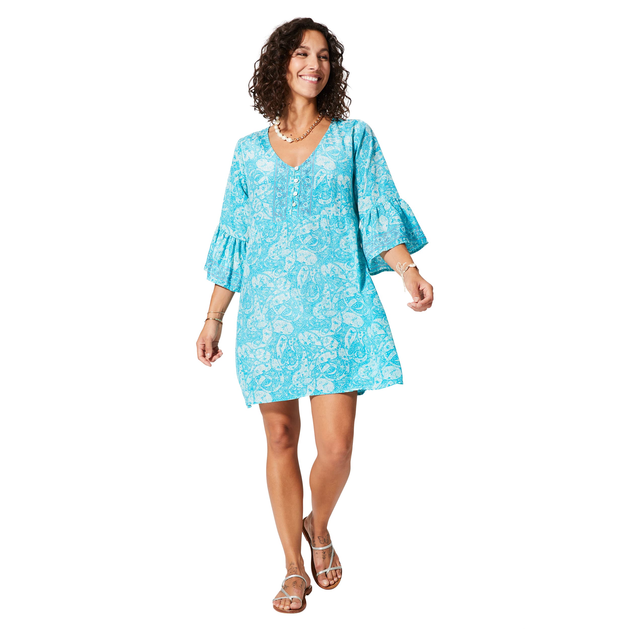 Robe été courte manches 3/4 Gaye - 100% polyester - Akoustik Online