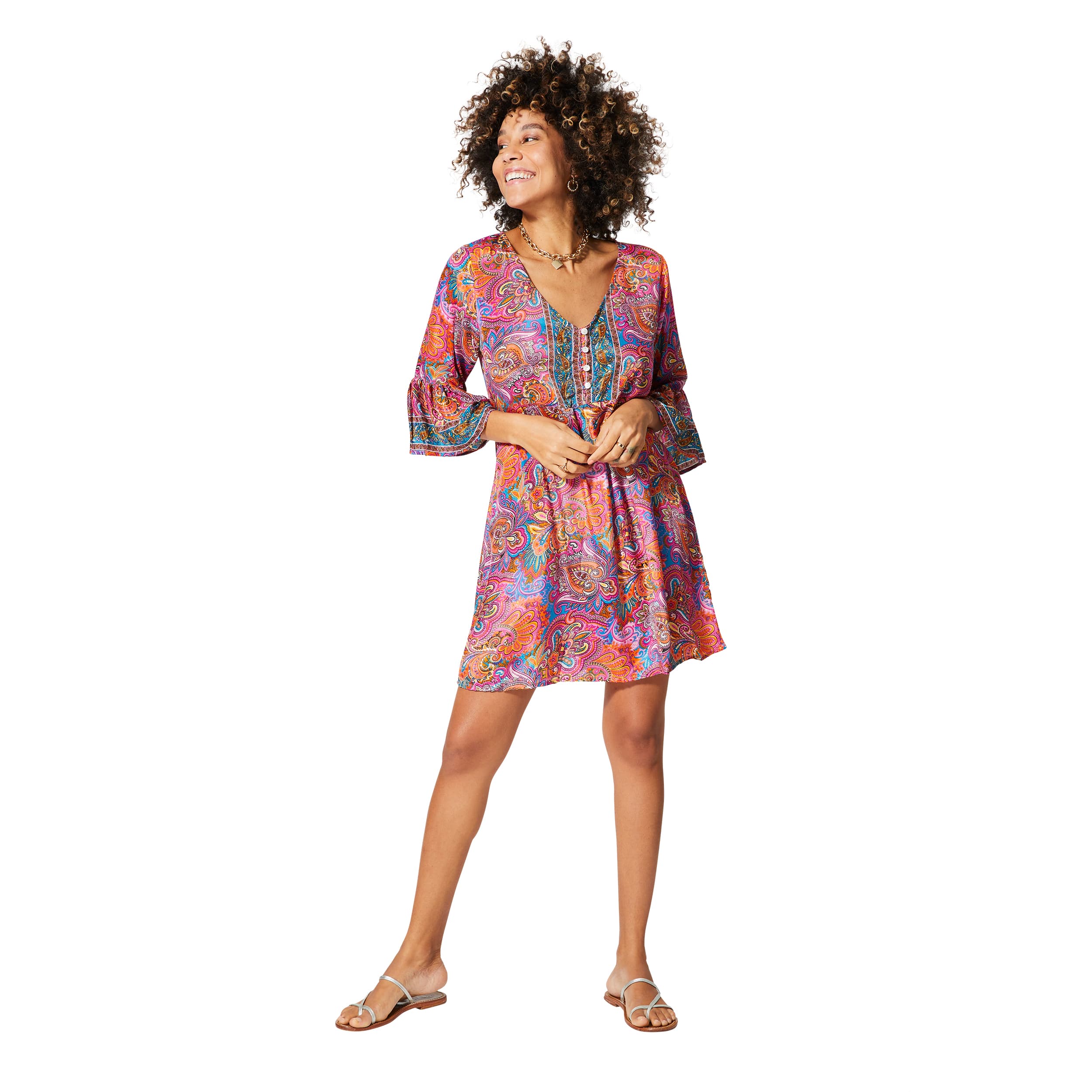Robe été courte manches 3/4 Adorján - 100% polyester - Akoustik Online