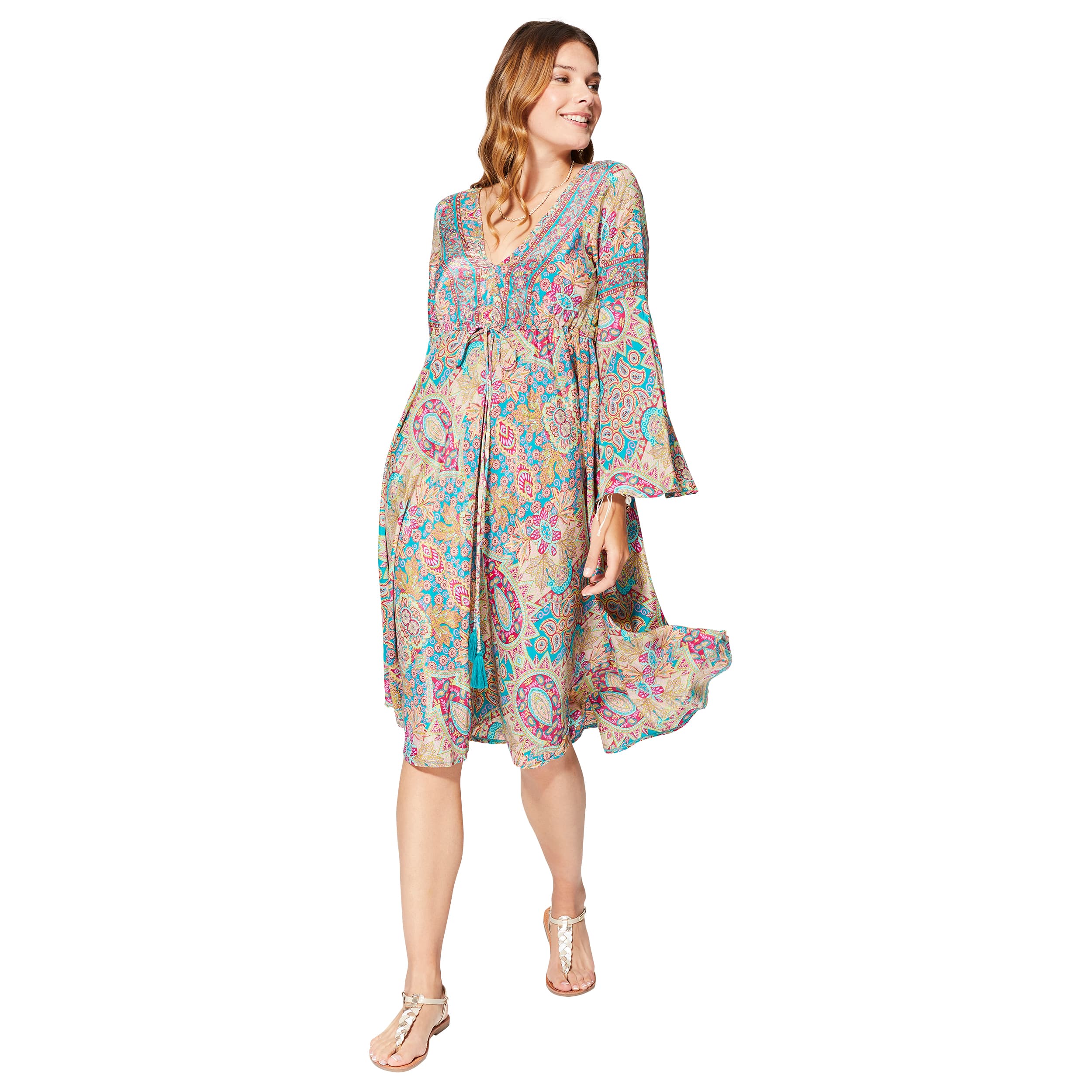 Robe été courte manches 3/4 Laure - 100% polyester - Akoustik Online