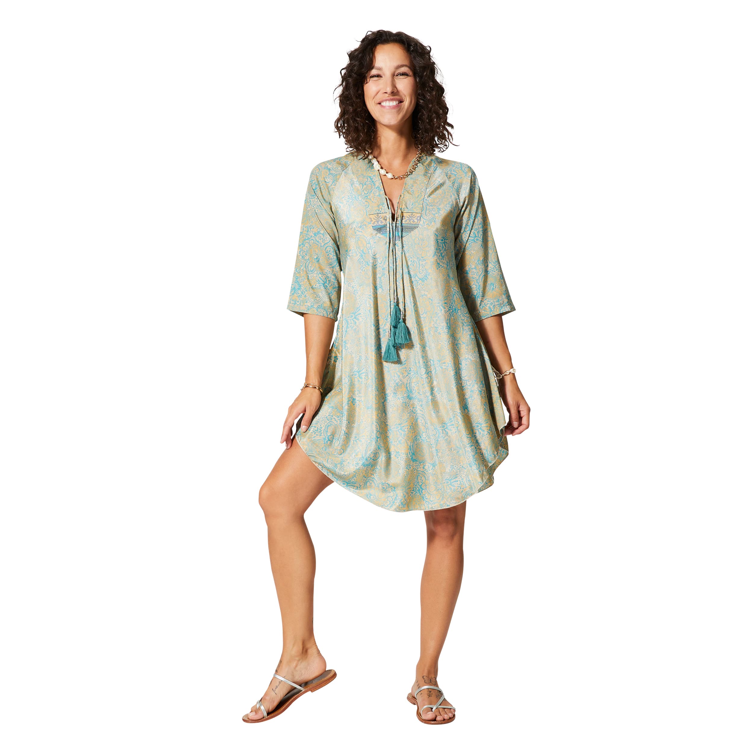 Robe été courte manches 3/4 Melle - 100% polyester - Akoustik Online