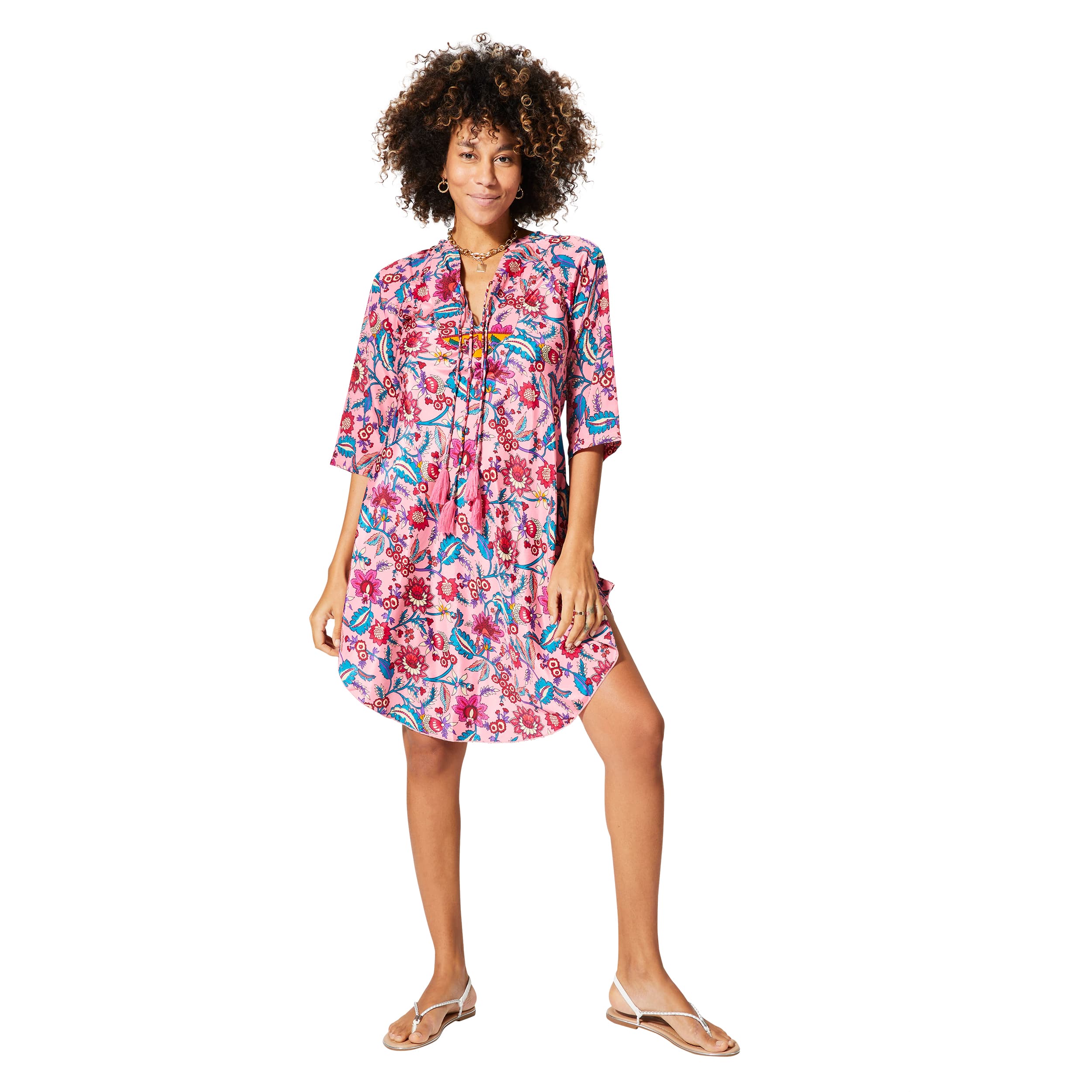 Robe été courte manches 3/4 Leticia - 100% polyester - Akoustik Online