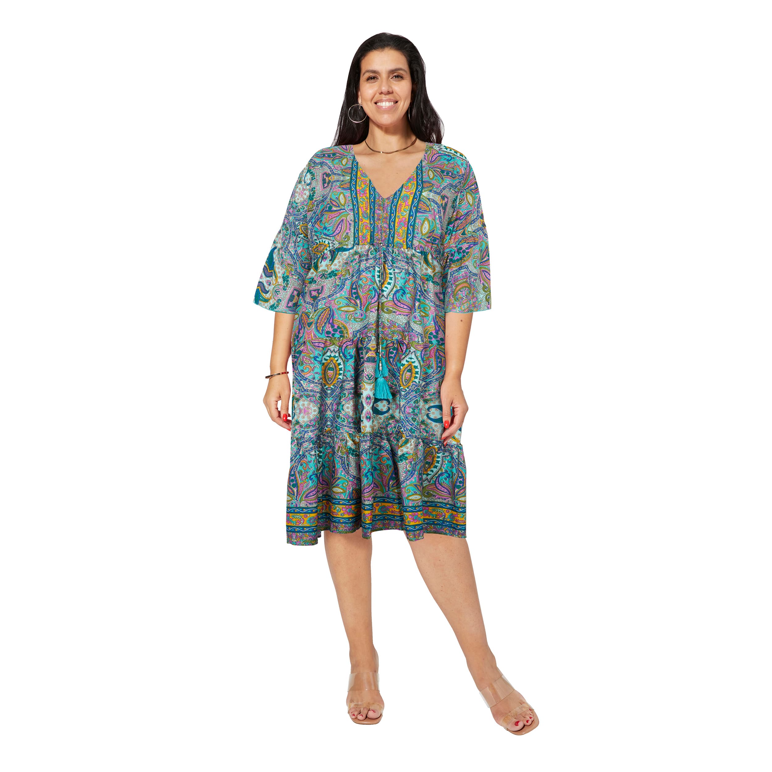 Robe été courte manches 3/4 Tunç - 100% polyester - Akoustik Online