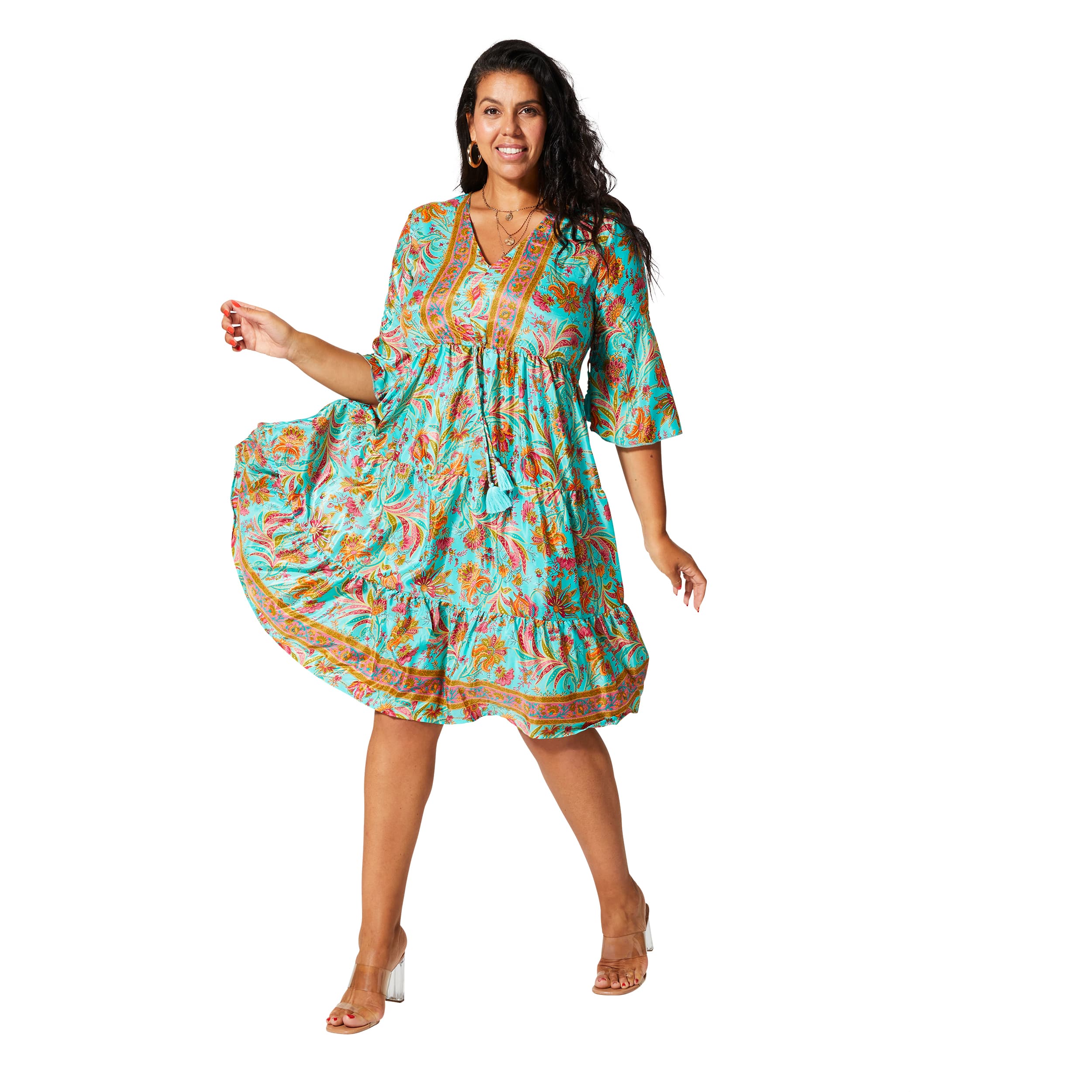 Robe été courte manches 3/4 Lashawn - 100% polyester - Akoustik Online