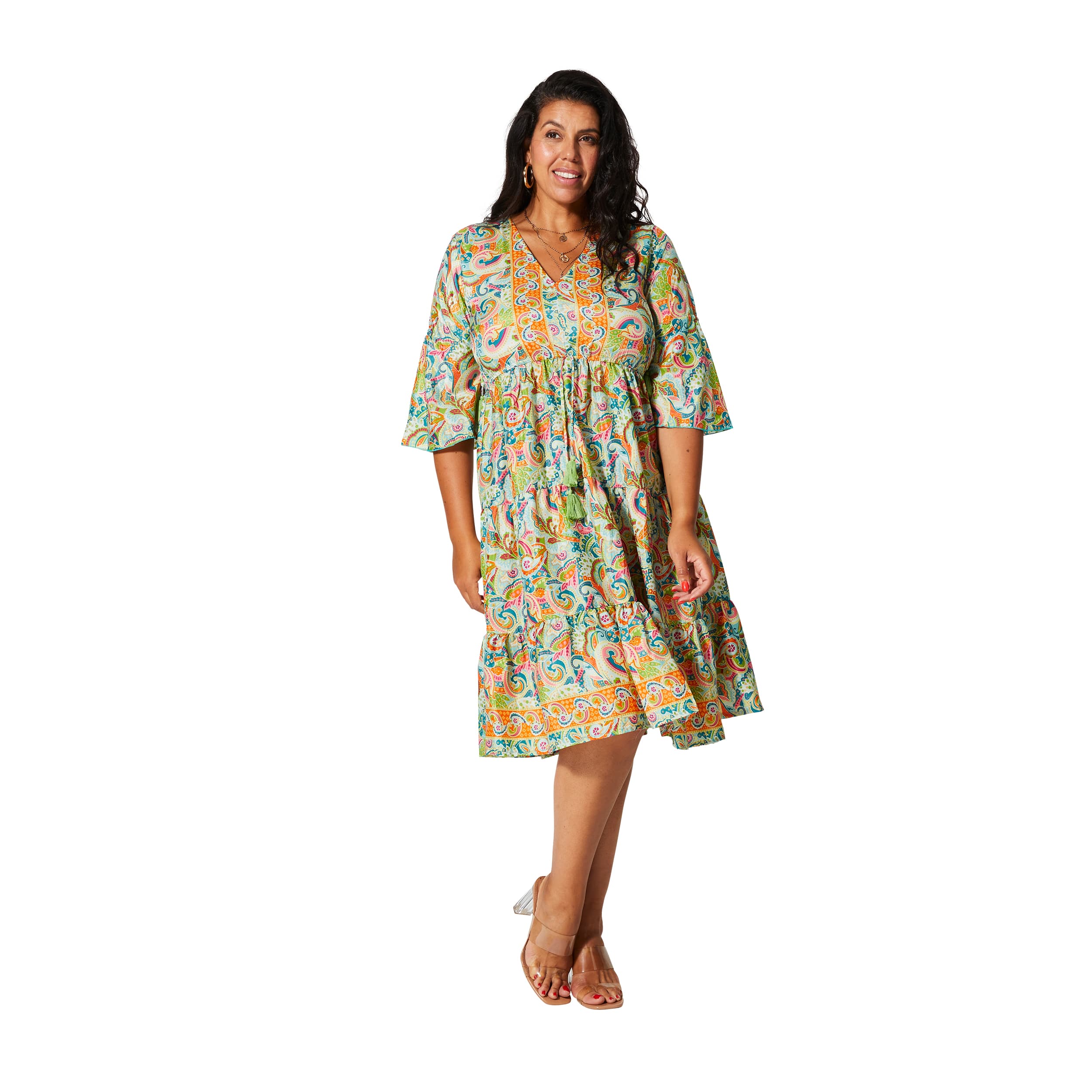Robe été courte manches 3/4 Zenia - 100% polyester - Akoustik Online