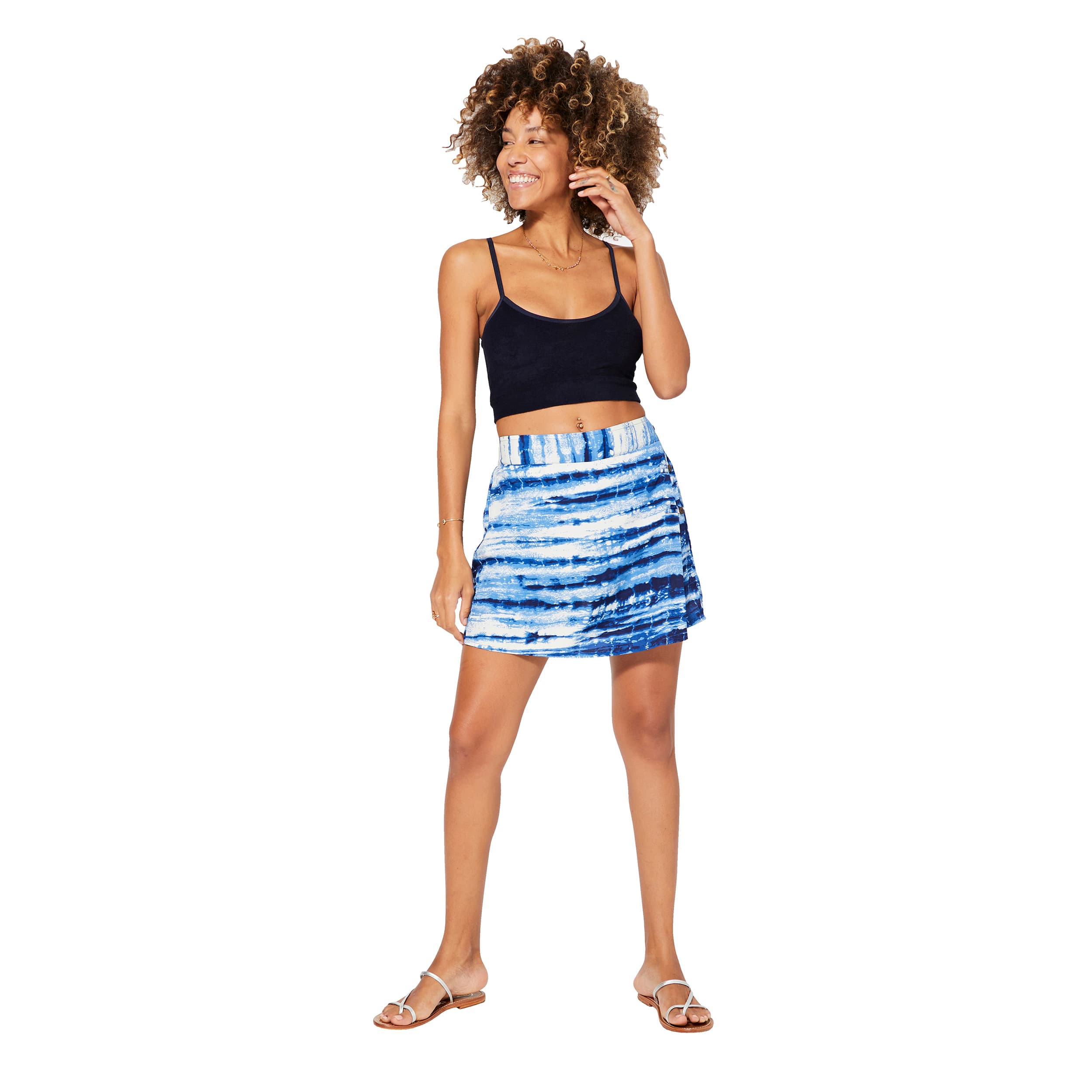 Short été Bláithín - 100% polyester - bleu, blanc - Akoustik Online