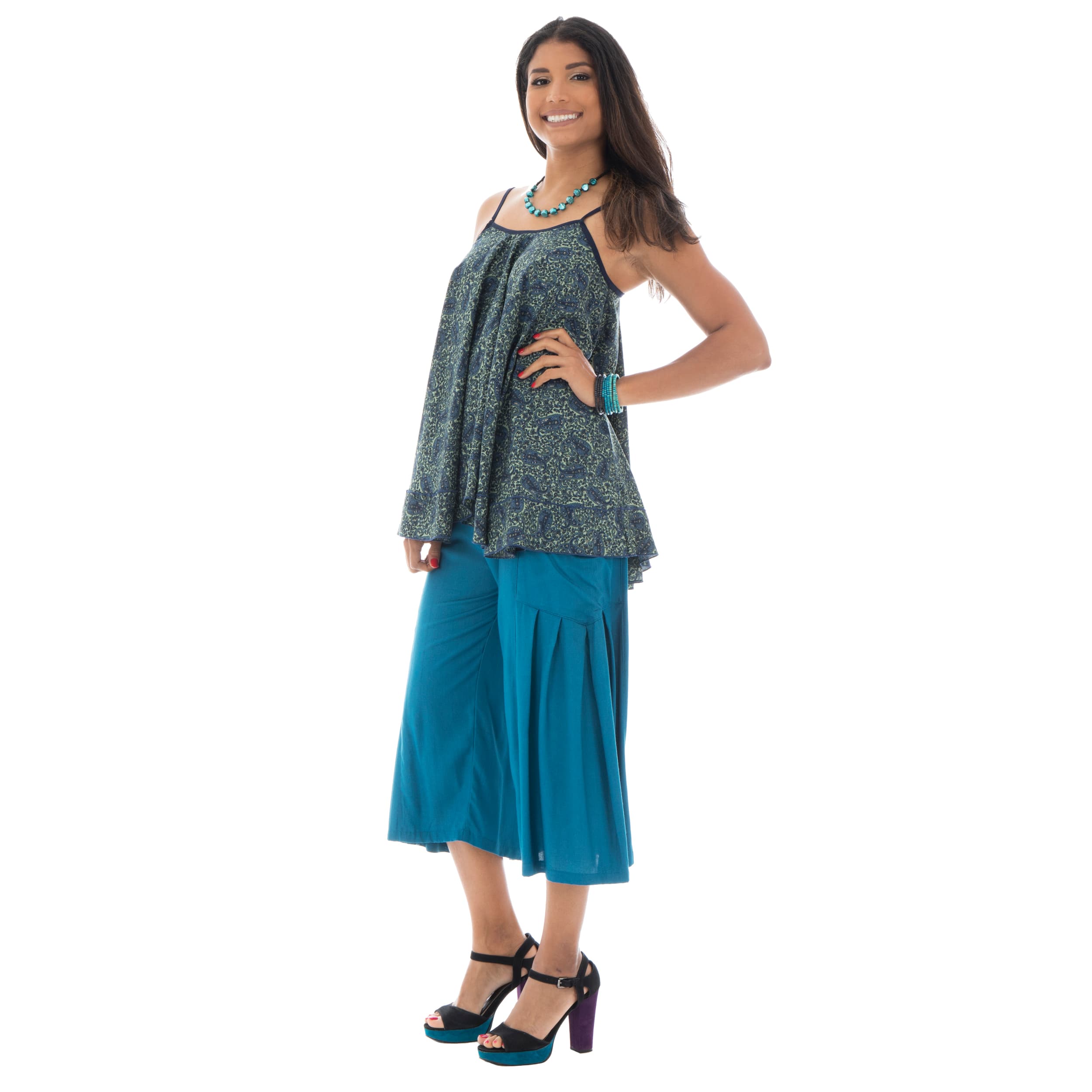 Top été Rozenn - 100% polyester - bleu, vert - Akoustik Online
