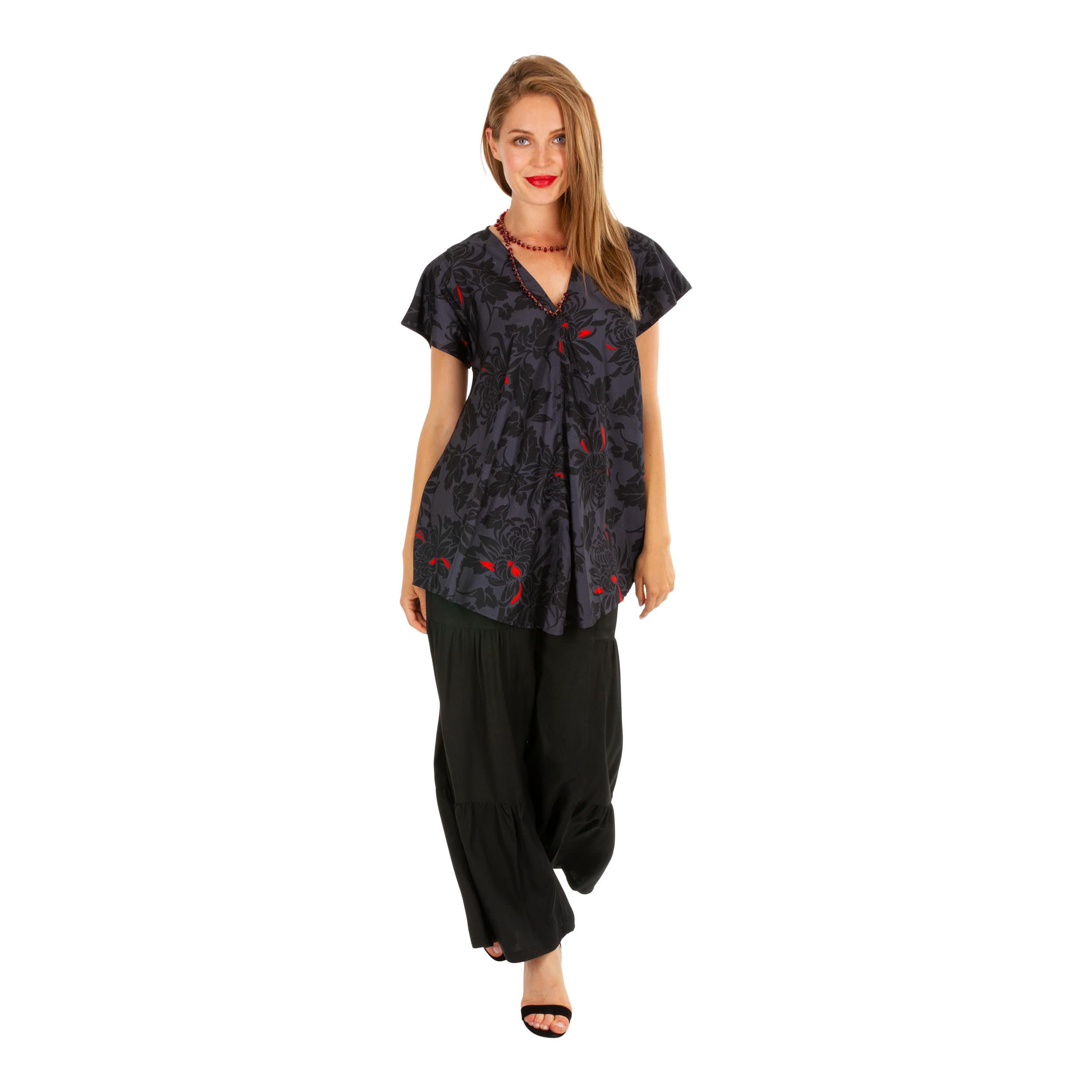 Top été Béa - 100% polyester - gris, noir, rouge - Akoustik Online