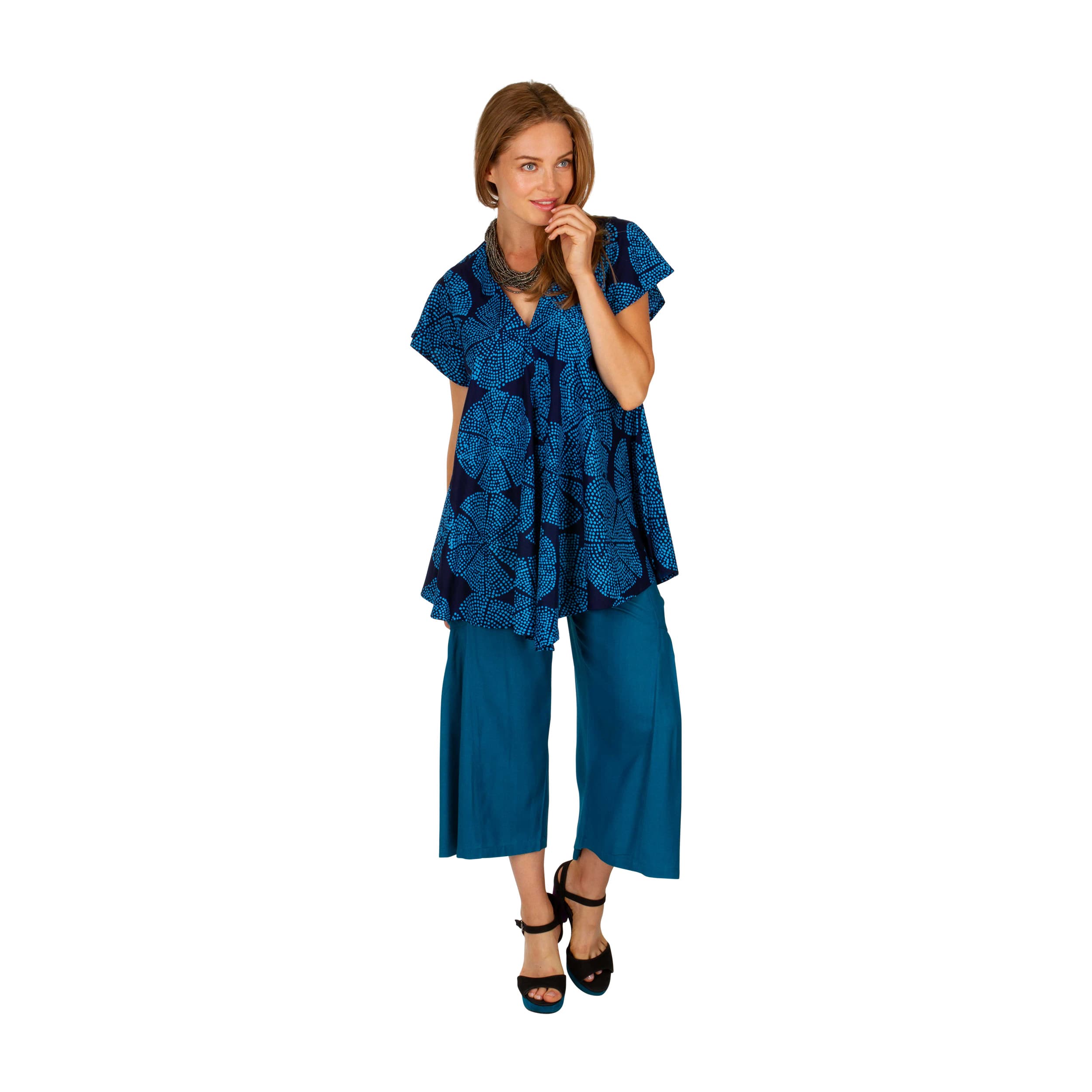 Top été Mimie - 100% polyester - bleu - Petit Prix ! - Akoustik Online