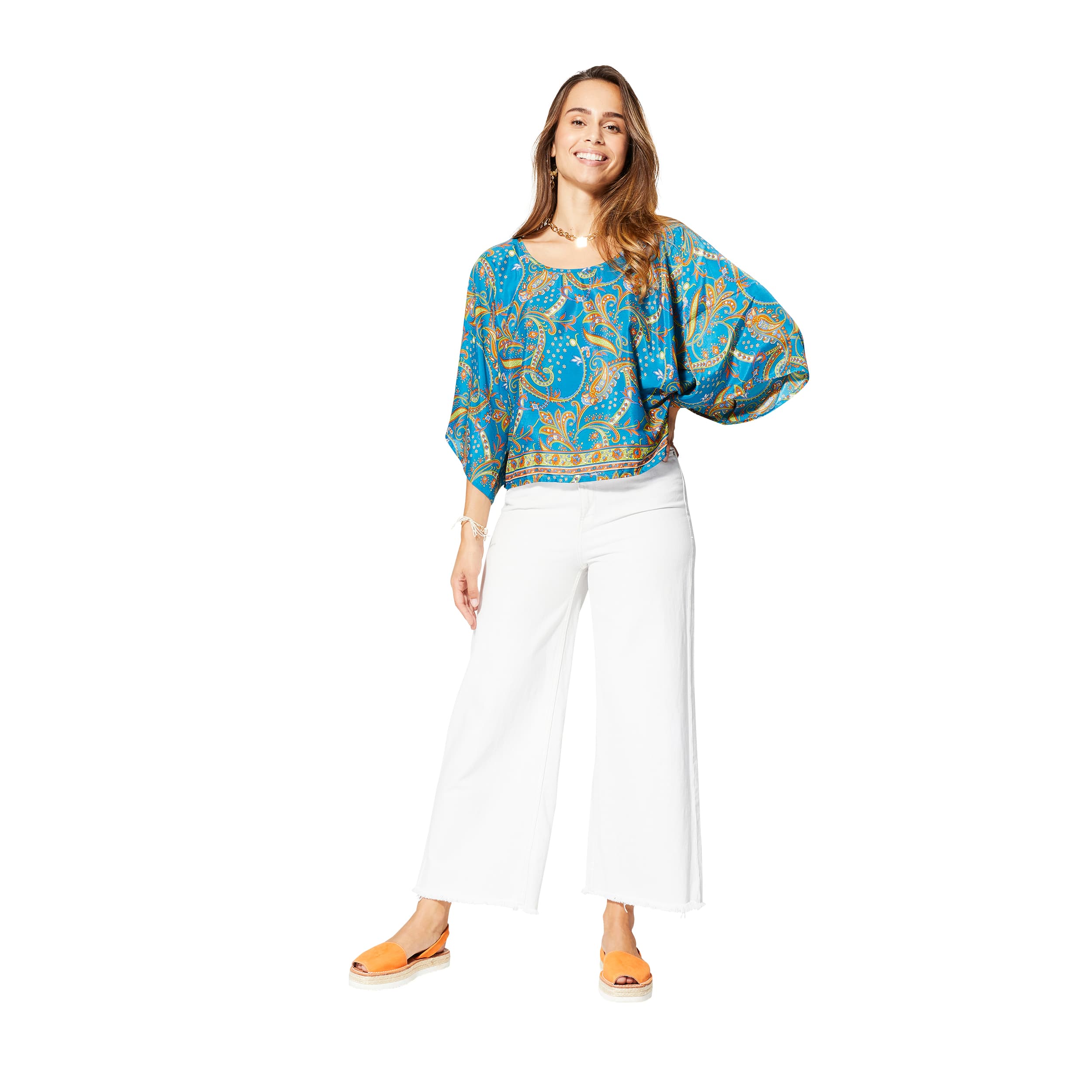 Top été court manches 3/4 Clotilda - 100% polyester - Akoustik Online