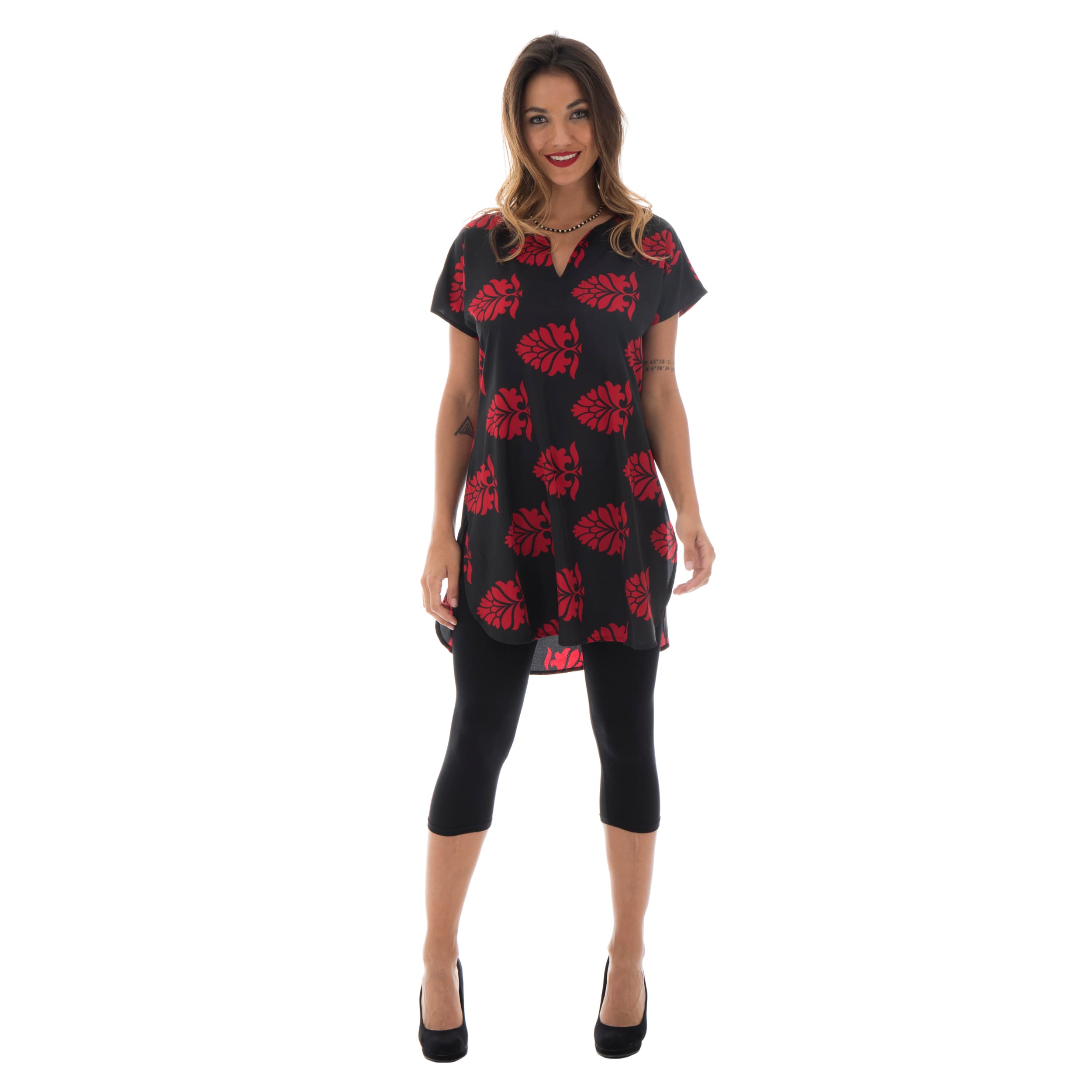Tunique été Tamise - 100% polyester - noir, rouge - Akoustik Online
