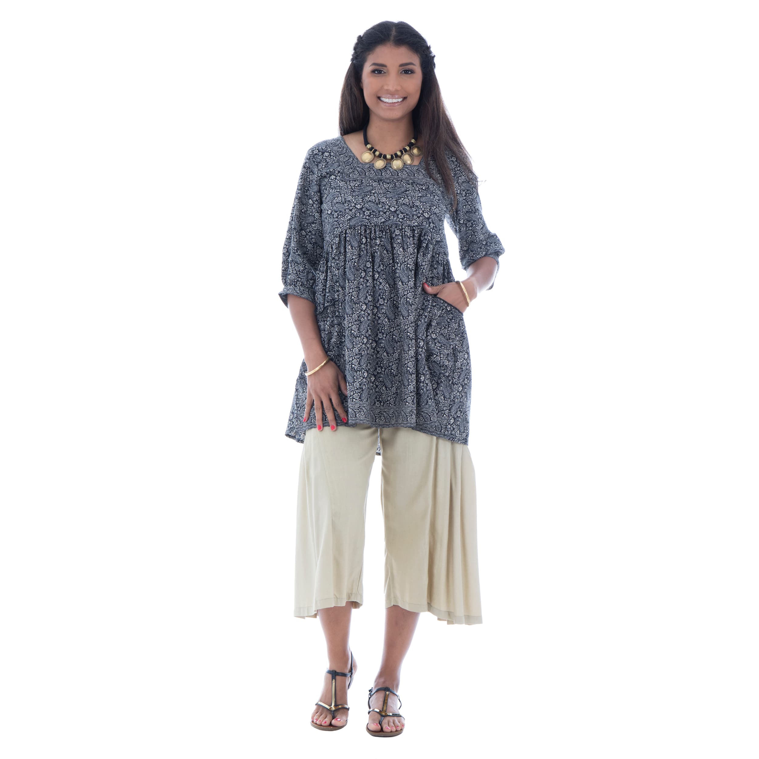 Tunique été manches 3/4 Gabriella - 100% polyester - Akoustik Online
