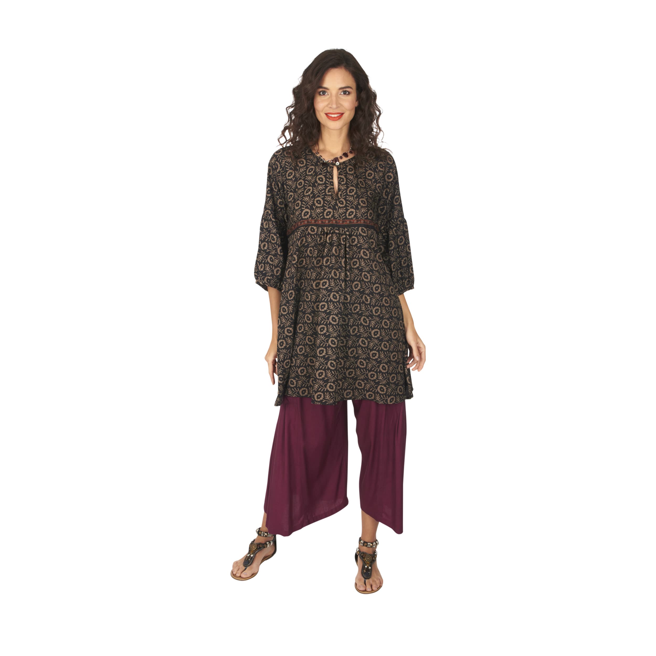 Tunique été manches 3/4 Hindy - 100% polyester - Akoustik Online