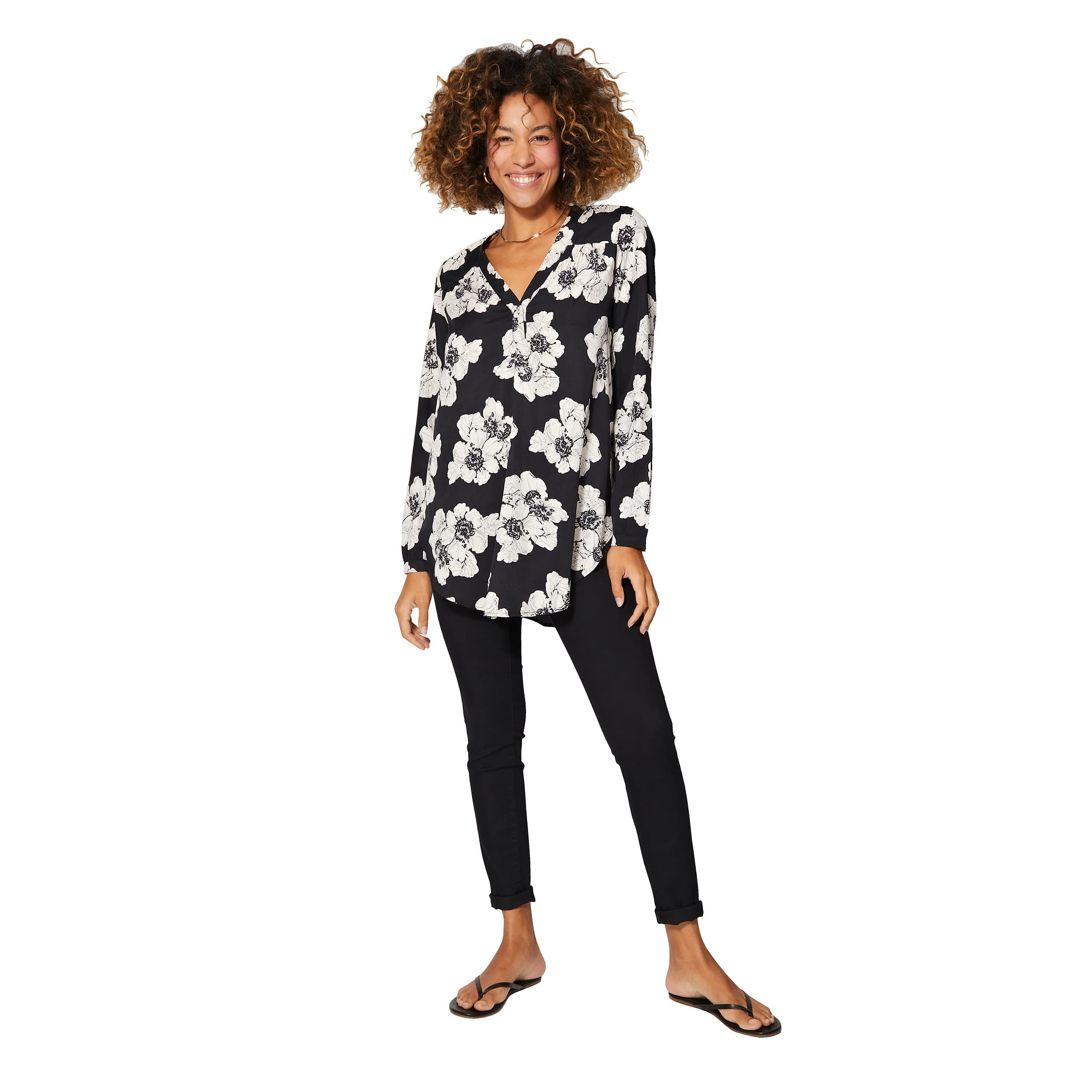 Tunique été manches longues Anfisa - 100% polyester - Akoustik Online