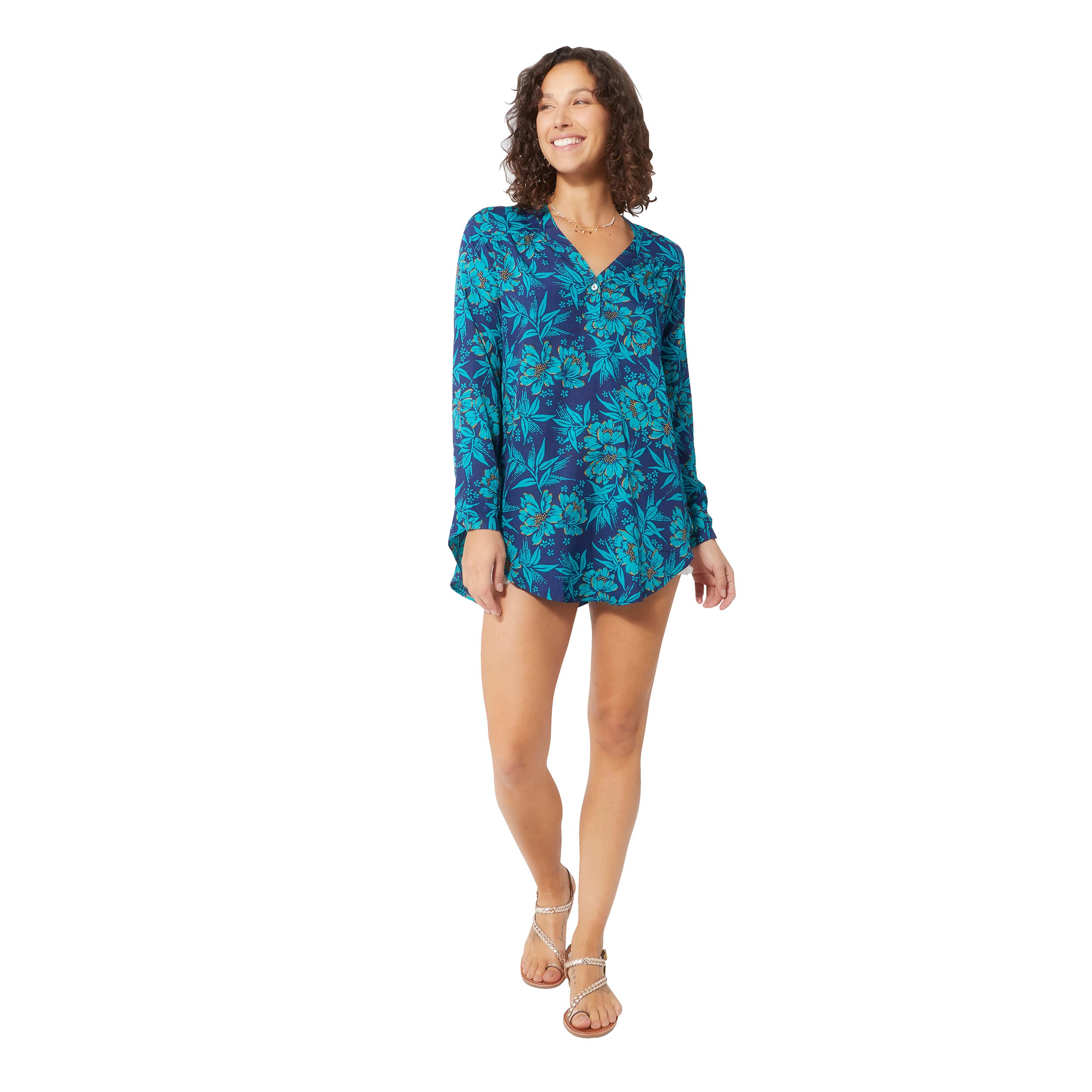 Tunique été manches longues Emilio - 100% polyester - Akoustik Online