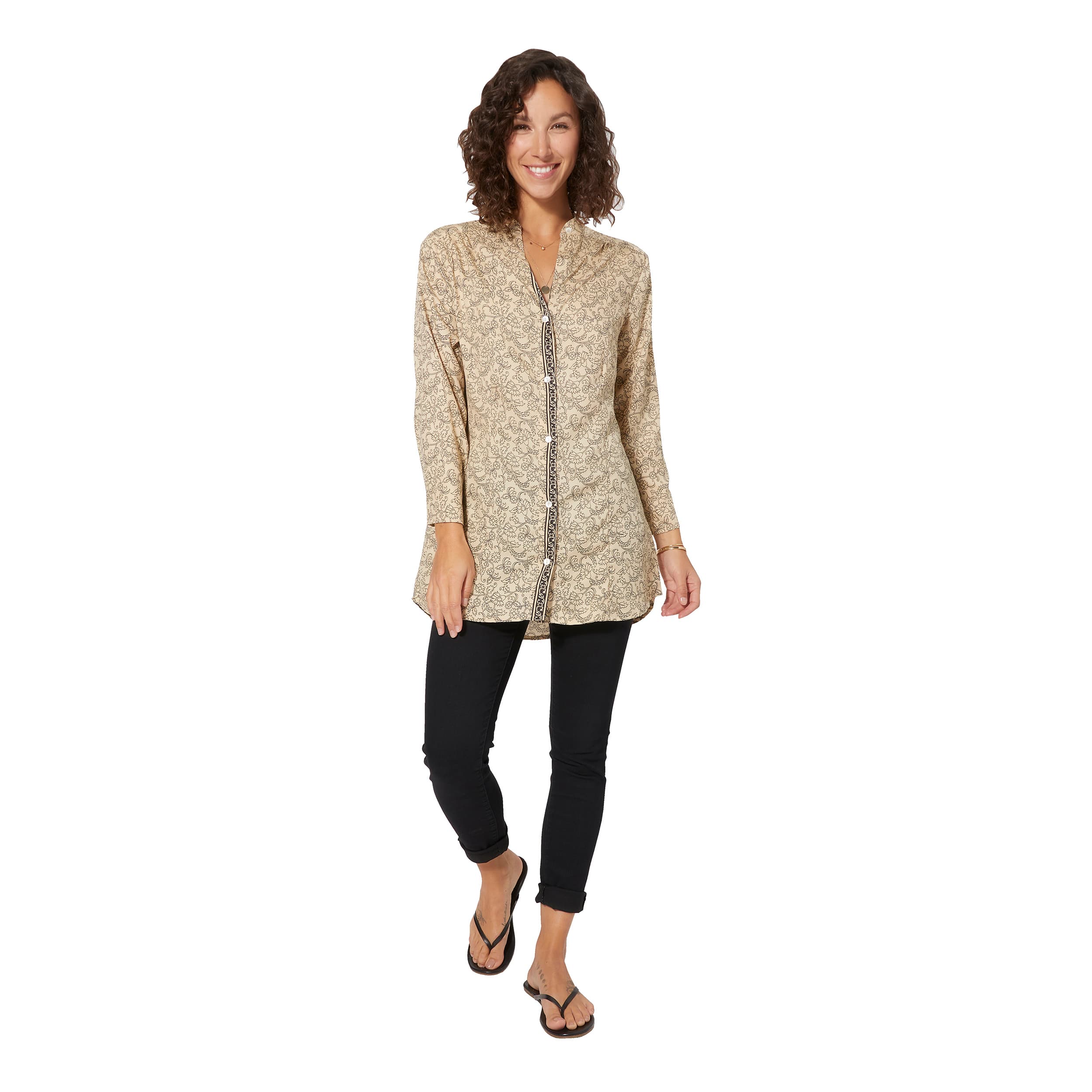 Tunique été manches longues Sharma - 100% polyester - Akoustik Online