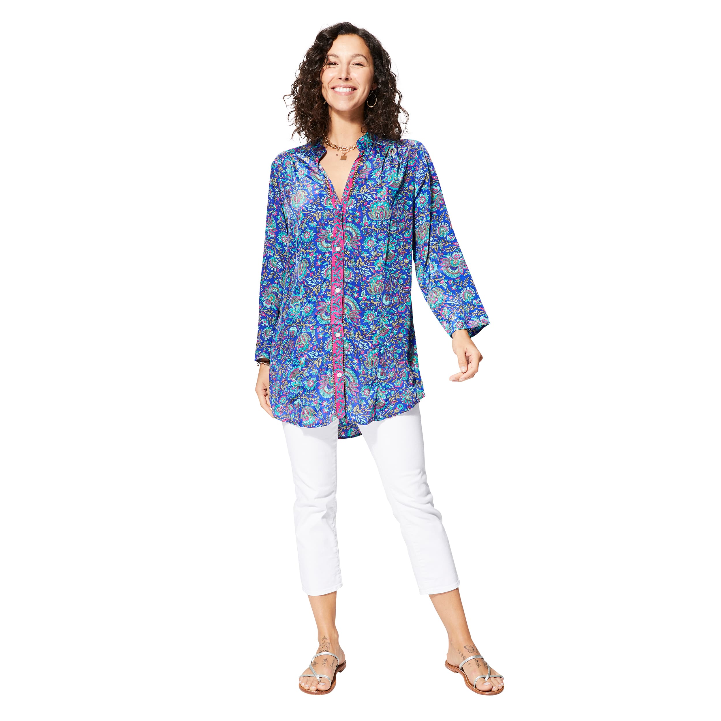 Tunique été manches longues Dalia - 100% polyester - Akoustik Online