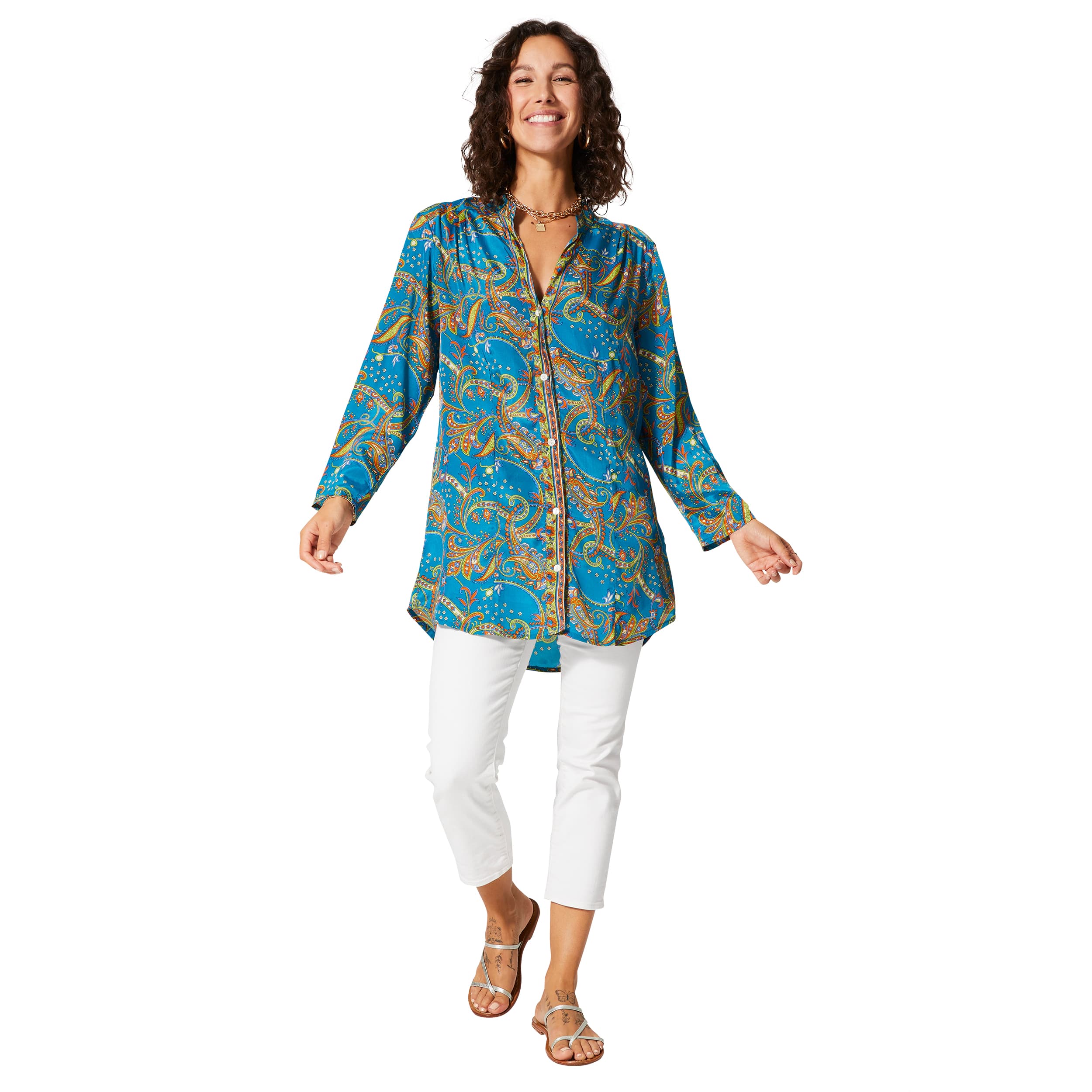 Tunique été manches longues Eveline - 100% polyester - Akoustik Online