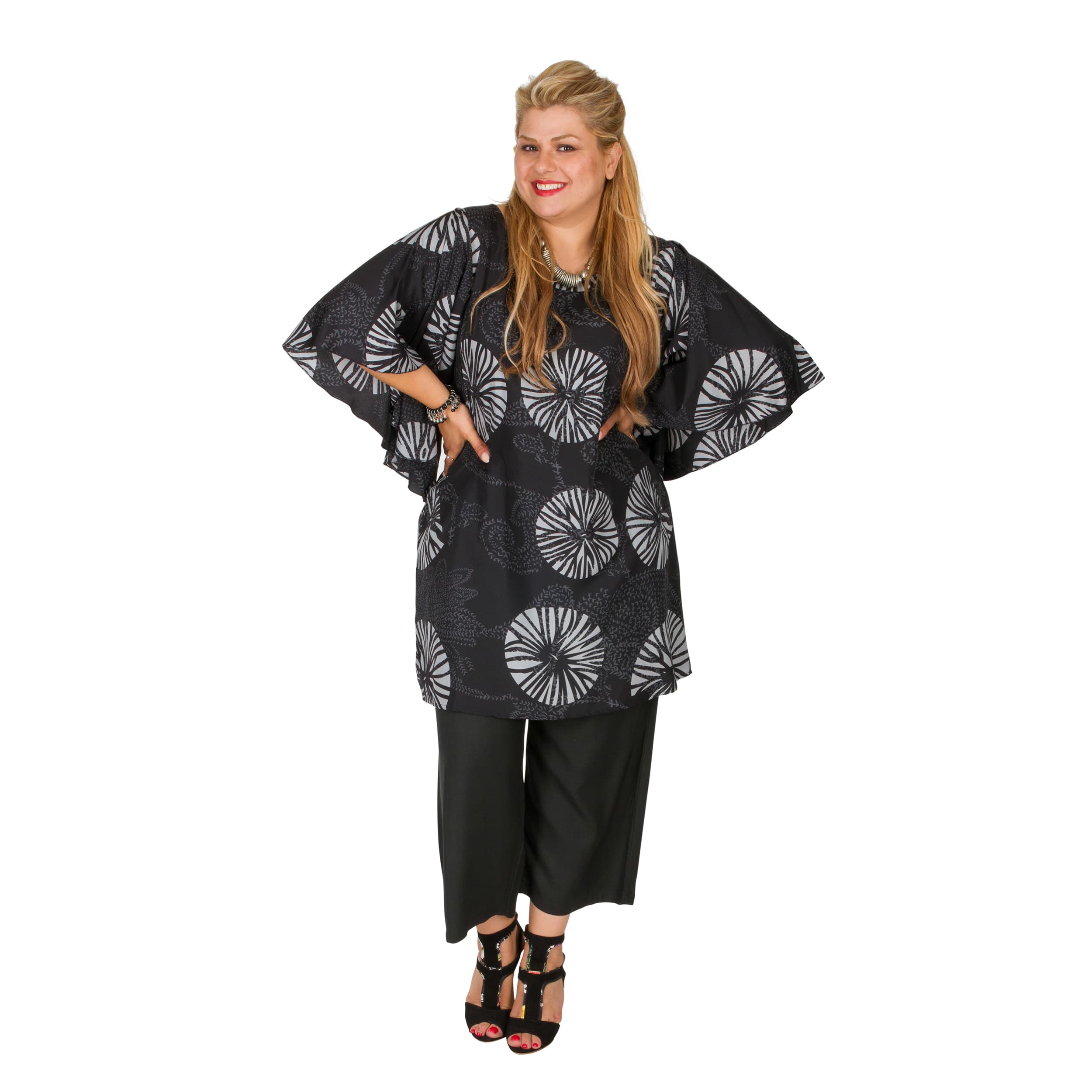 Tunique été Christina - 100% polyester - noir, blanc - Akoustik Online