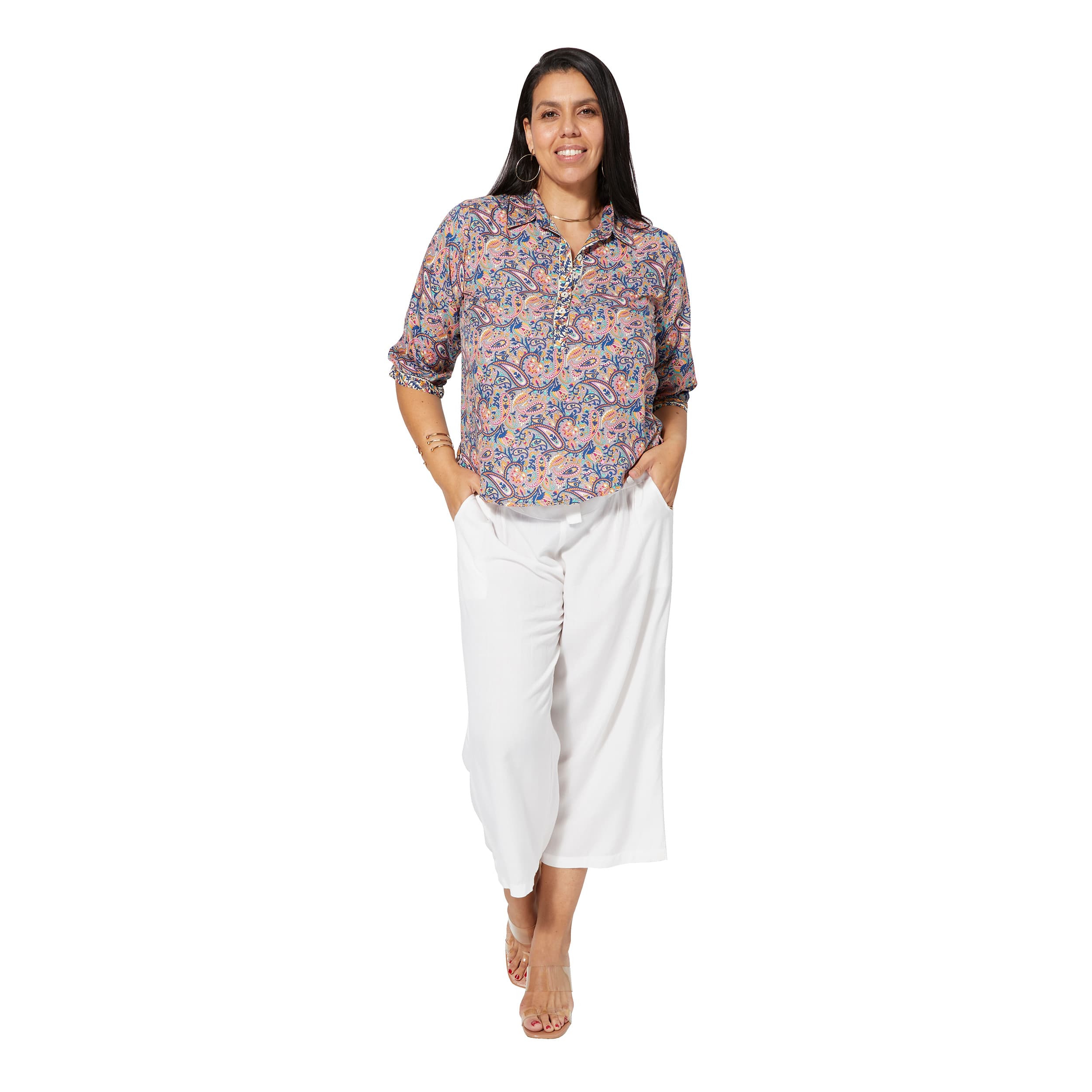 Tunique été manches 3/4 Lucrece - 100% polyester - Akoustik Online