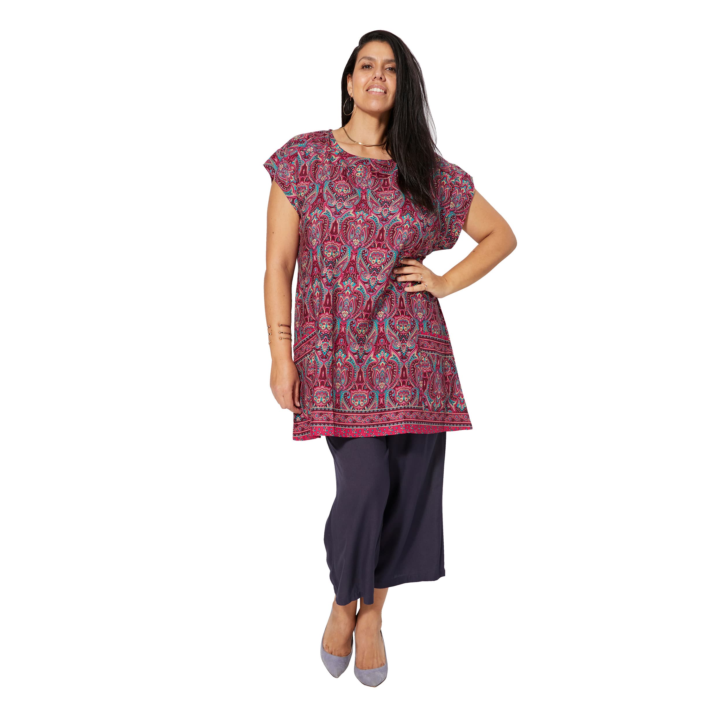 Tunique été manches courtes Azurine - 100% polyester - Akoustik Online