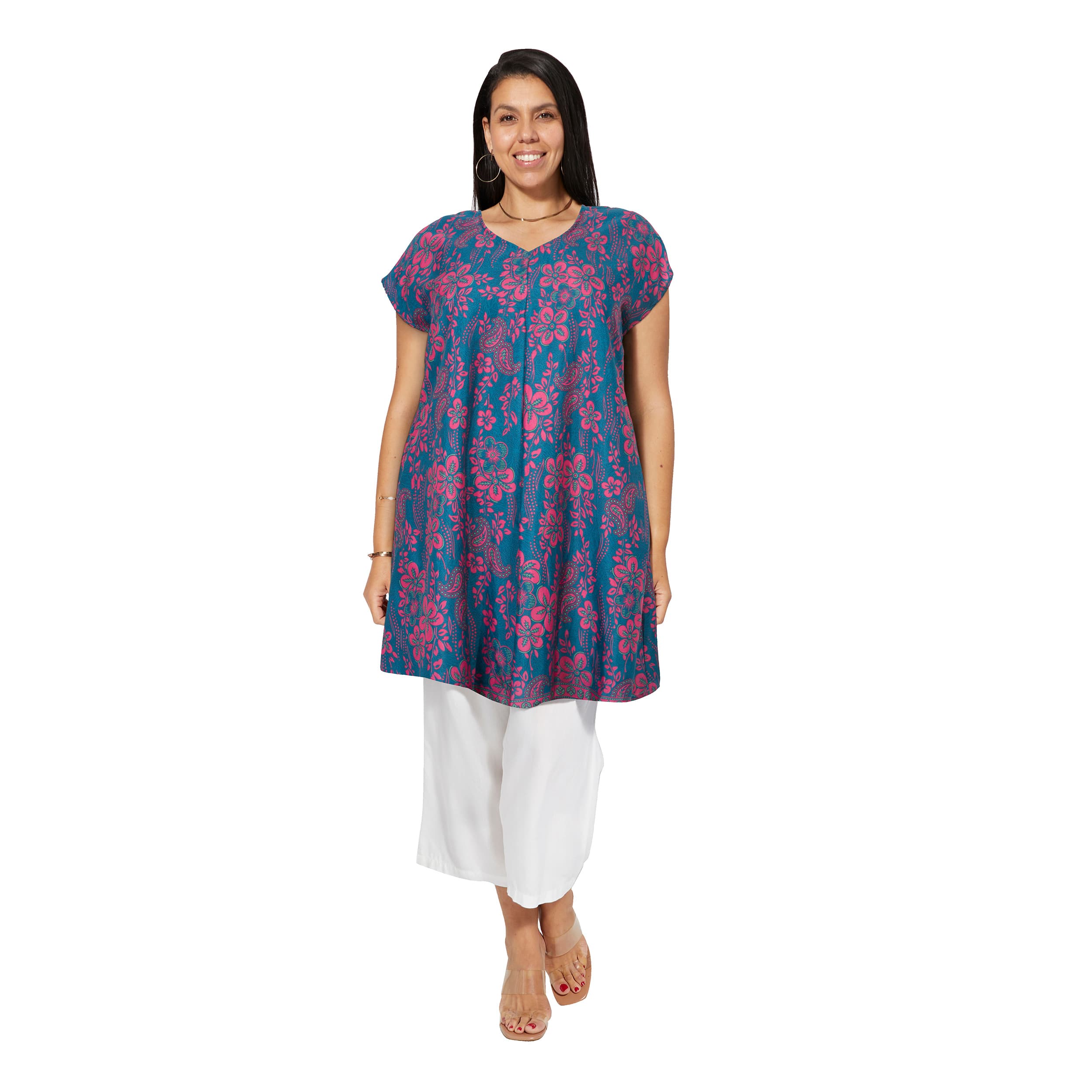 Tunique été manches courtes RONDE - 100% polyester - Akoustik Online