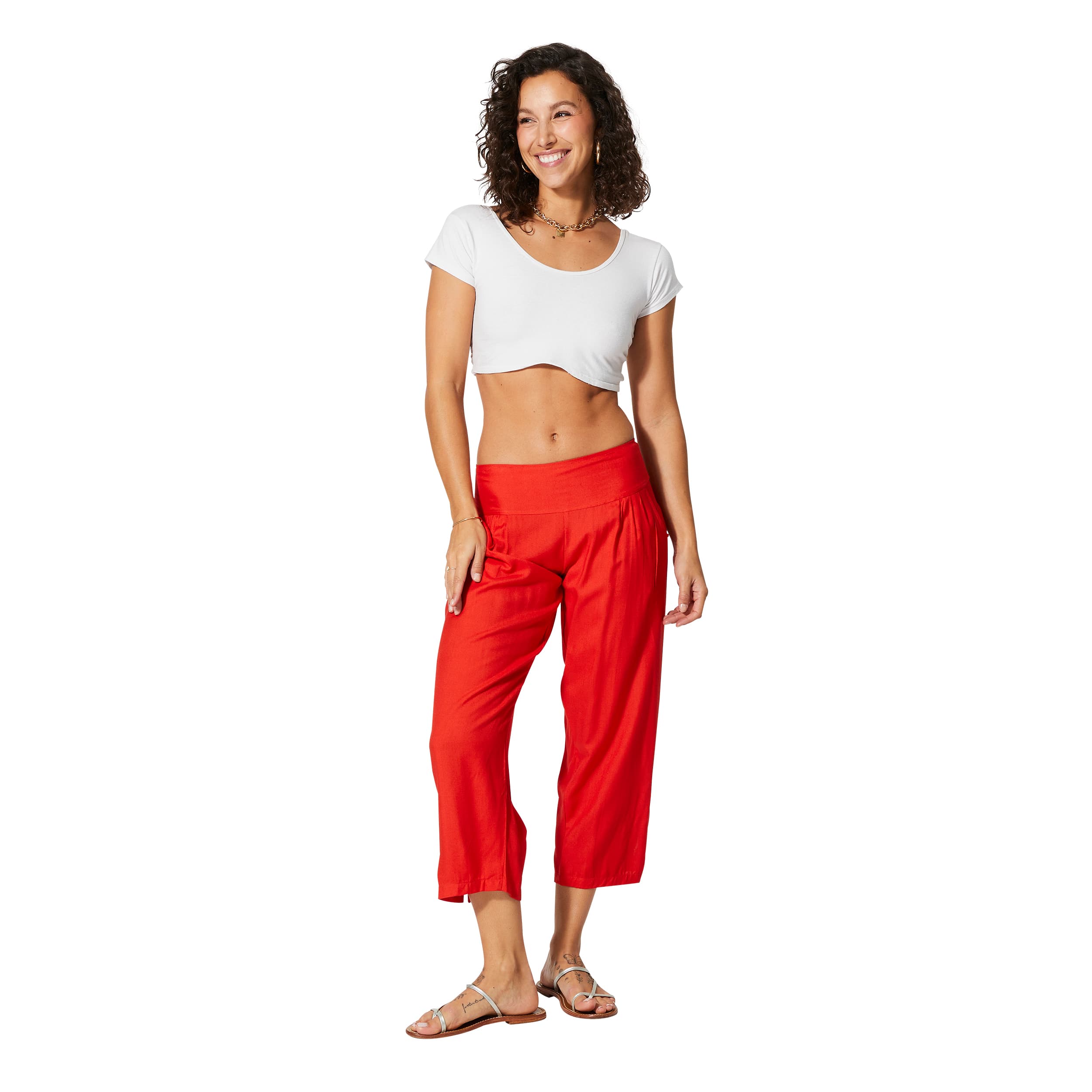 Pantalon été mi-long Ruaridh - 100% rayonne - rouge - Akoustik Online