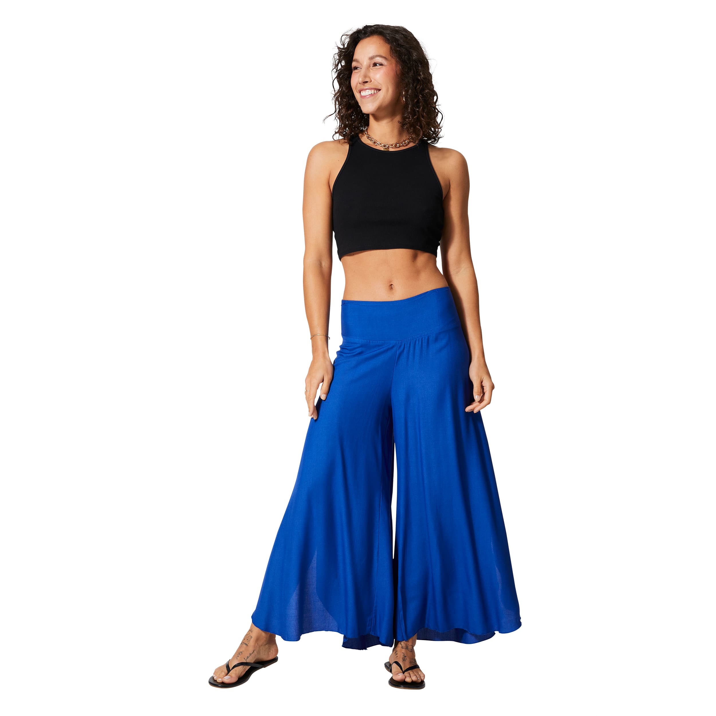 Pantalon été long Jeetendra - 100% rayonne - bleu - Akoustik Online