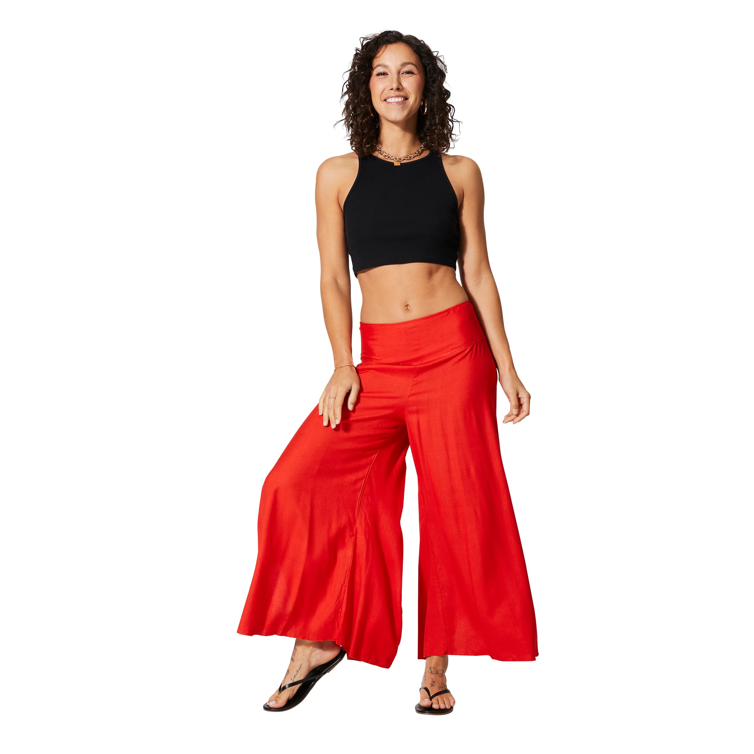 Pantalon été long Jozo - 100% rayonne - rouge - Akoustik Online