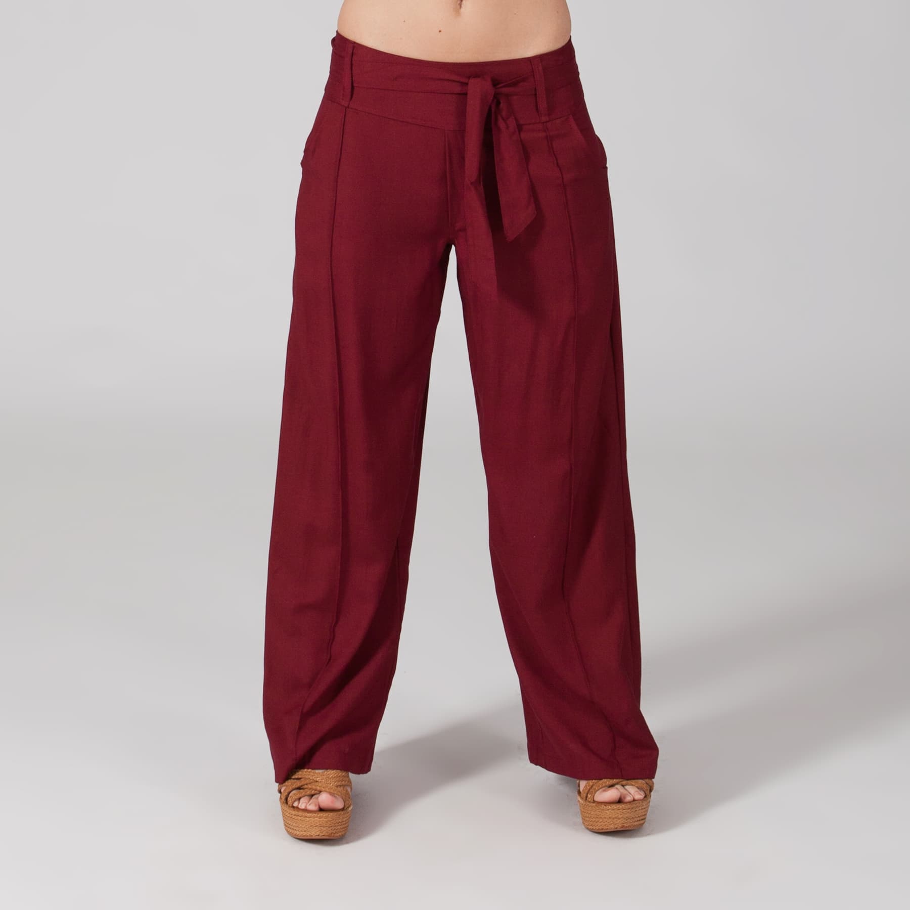 Pantalon été long Sumiko - 100% rayonne - bordeaux - Akoustik Online
