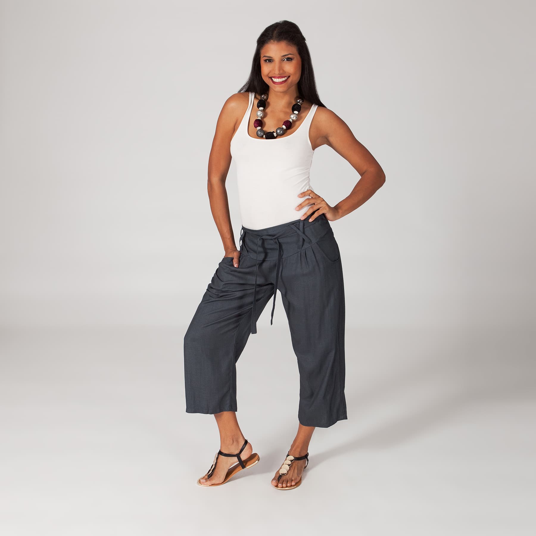 Pantalon été mi-long Alta - 100% rayonne - gris - Akoustik Online