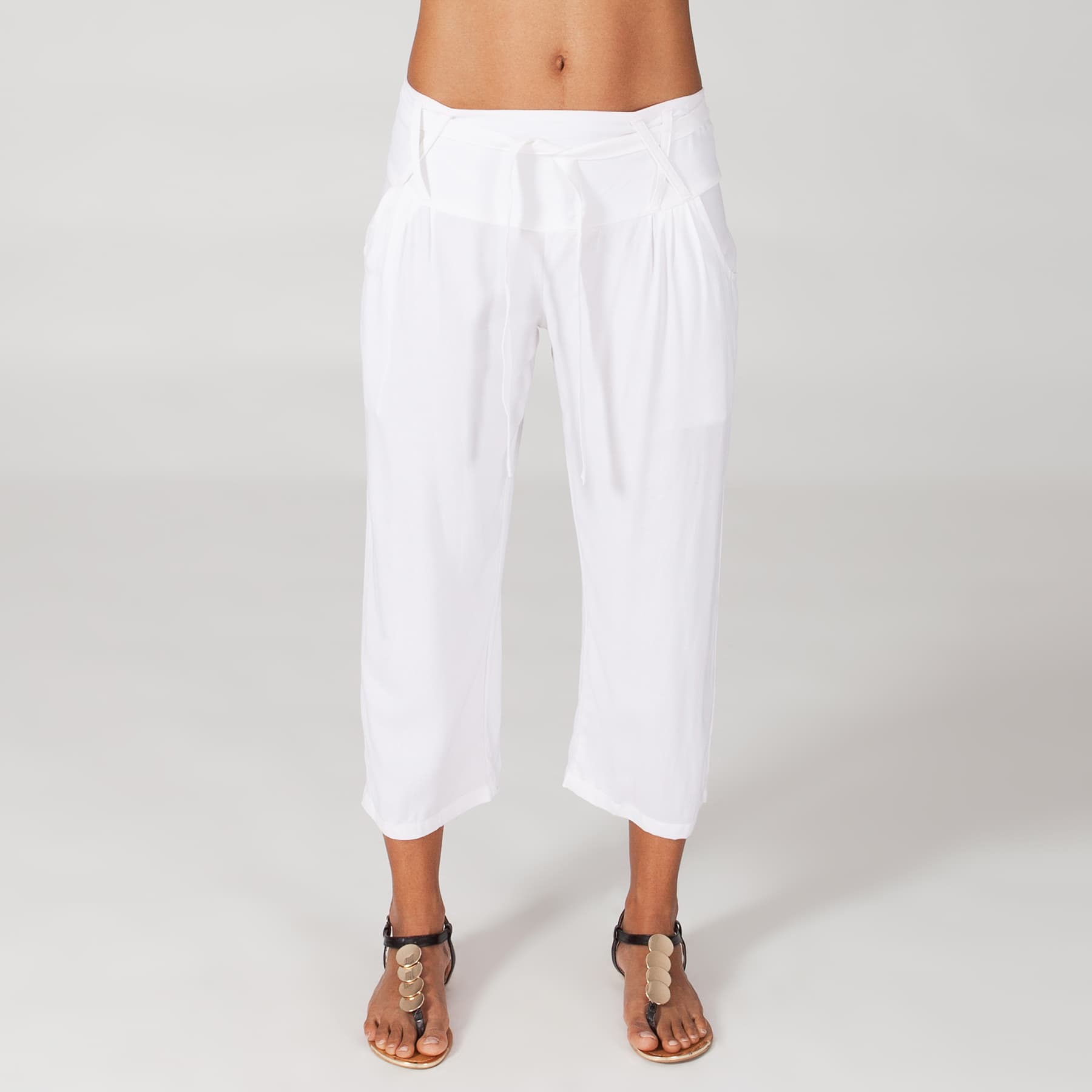Pantalon été mi-long Doriano - 100% rayonne - blanc - Akoustik Online