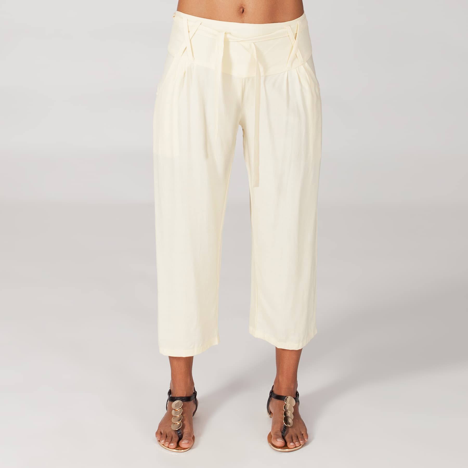 Pantalon été mi-long Odilon - 100% rayonne - creme - Akoustik Online