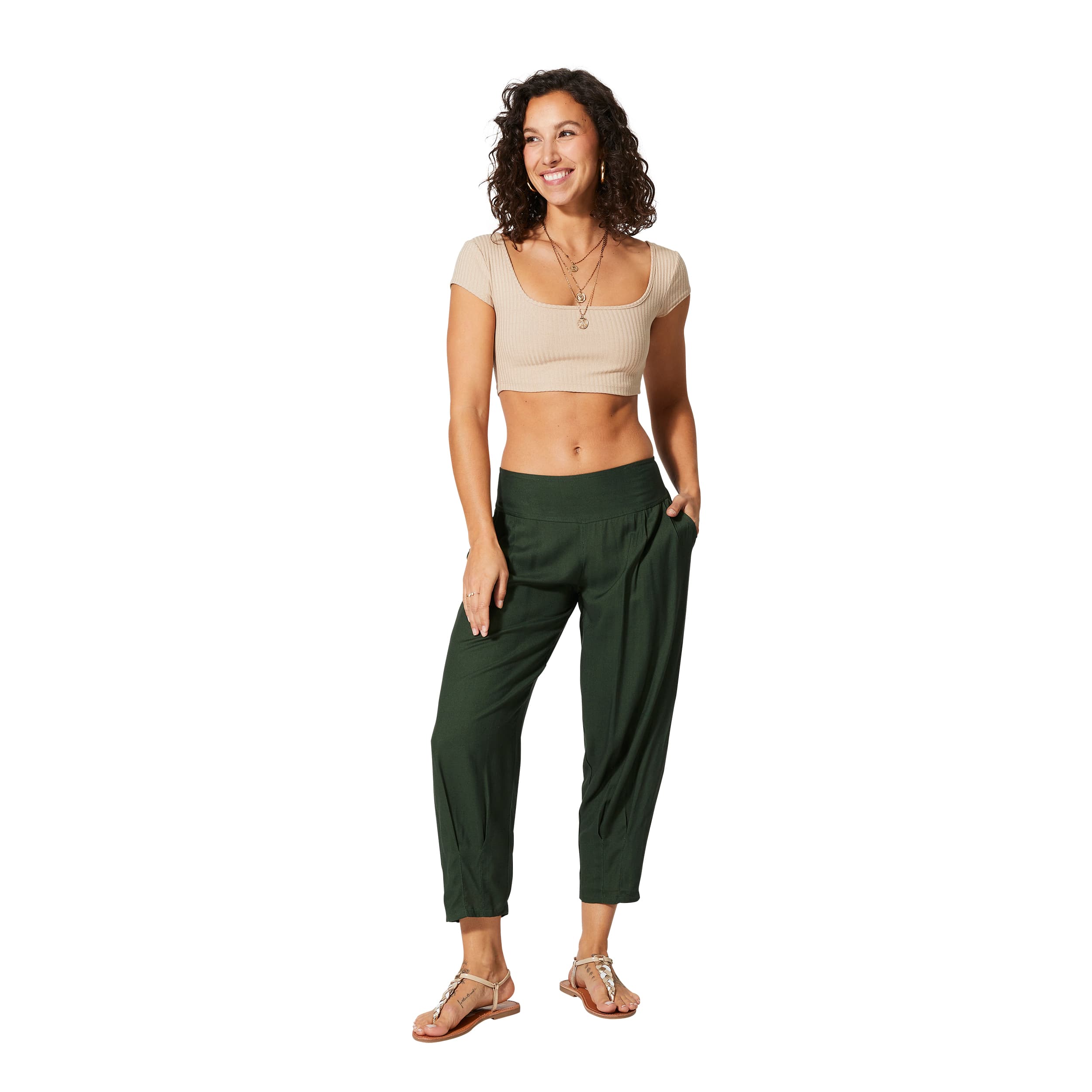 Pantalon été mi-long Christmas - 100% rayonne - kaki - Akoustik Online