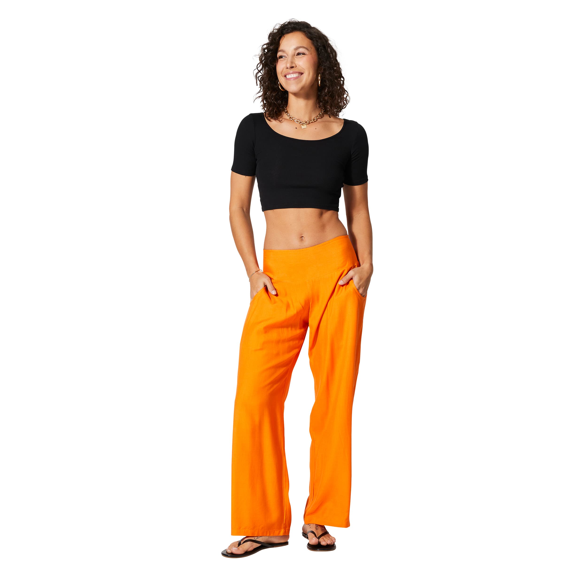 Pantalon été long Dudley - 100% rayonne - orange - Akoustik Online