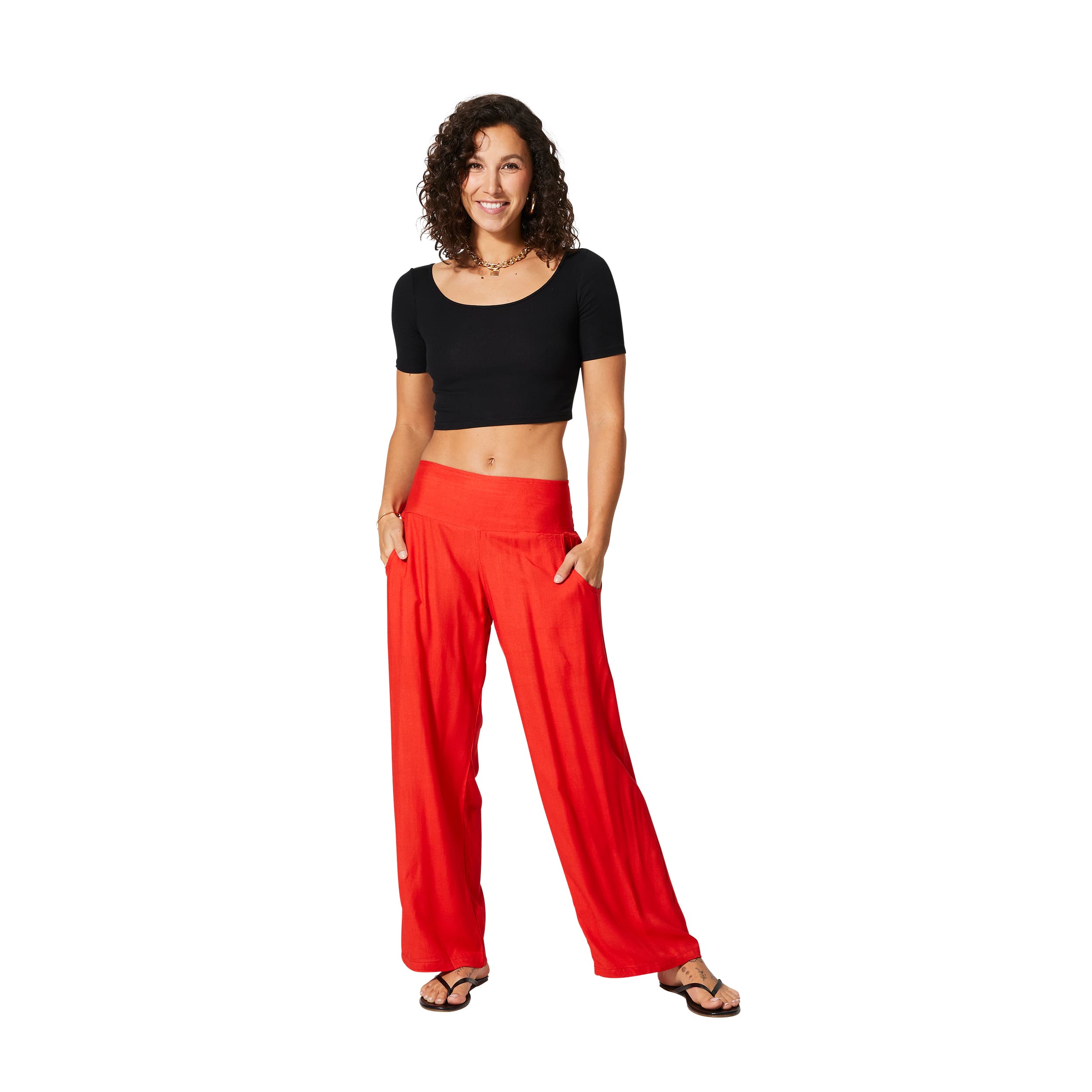 Pantalon été long Tyrese - 100% rayonne - rouge - Akoustik Online