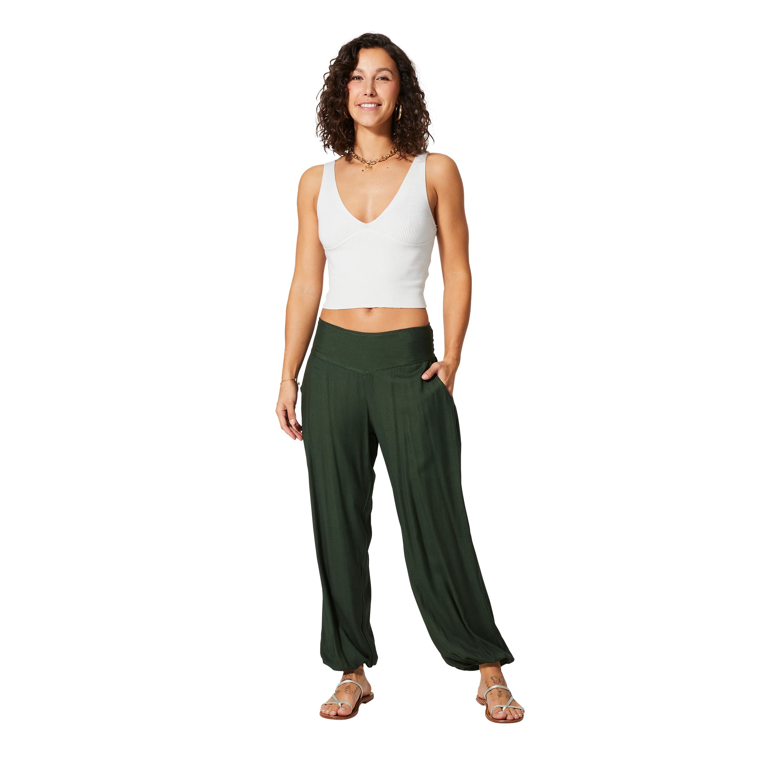 Pantalon été long Jayna - 100% rayonne - kaki - Akoustik Online
