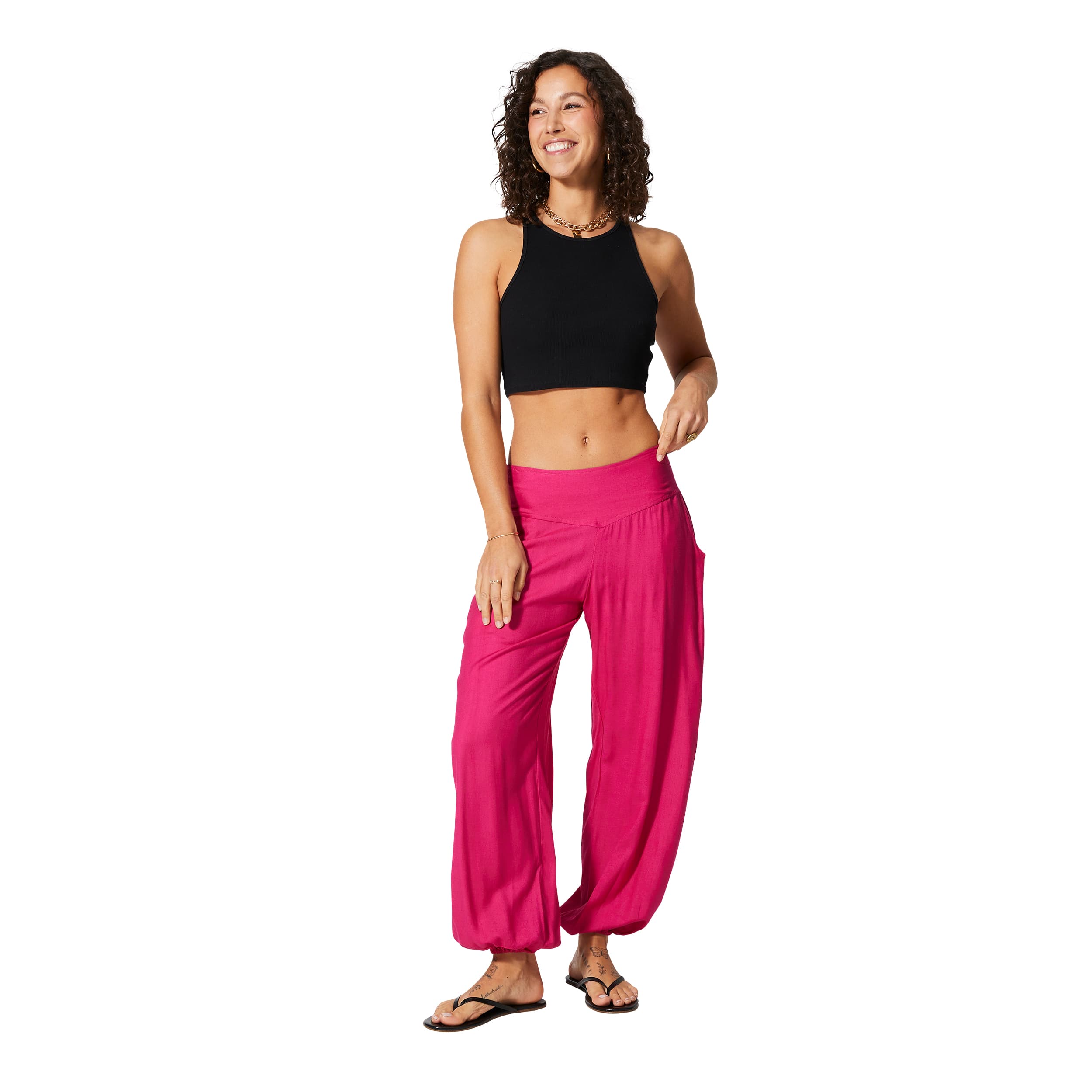 Pantalon été long Jitinder - 100% rayonne - rose - Akoustik Online