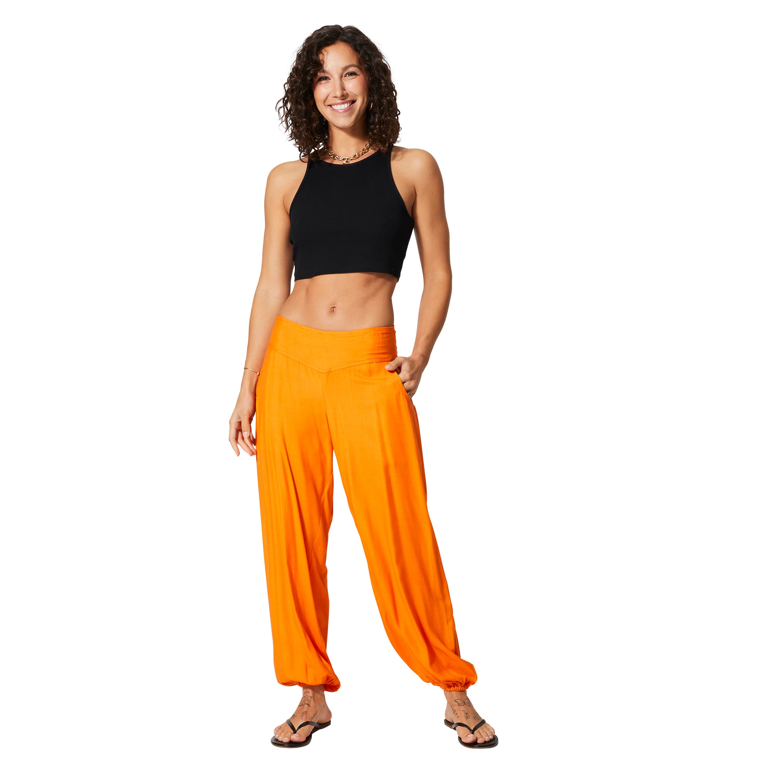 Pantalon été long Silviu - 100% rayonne - orange - Akoustik Online