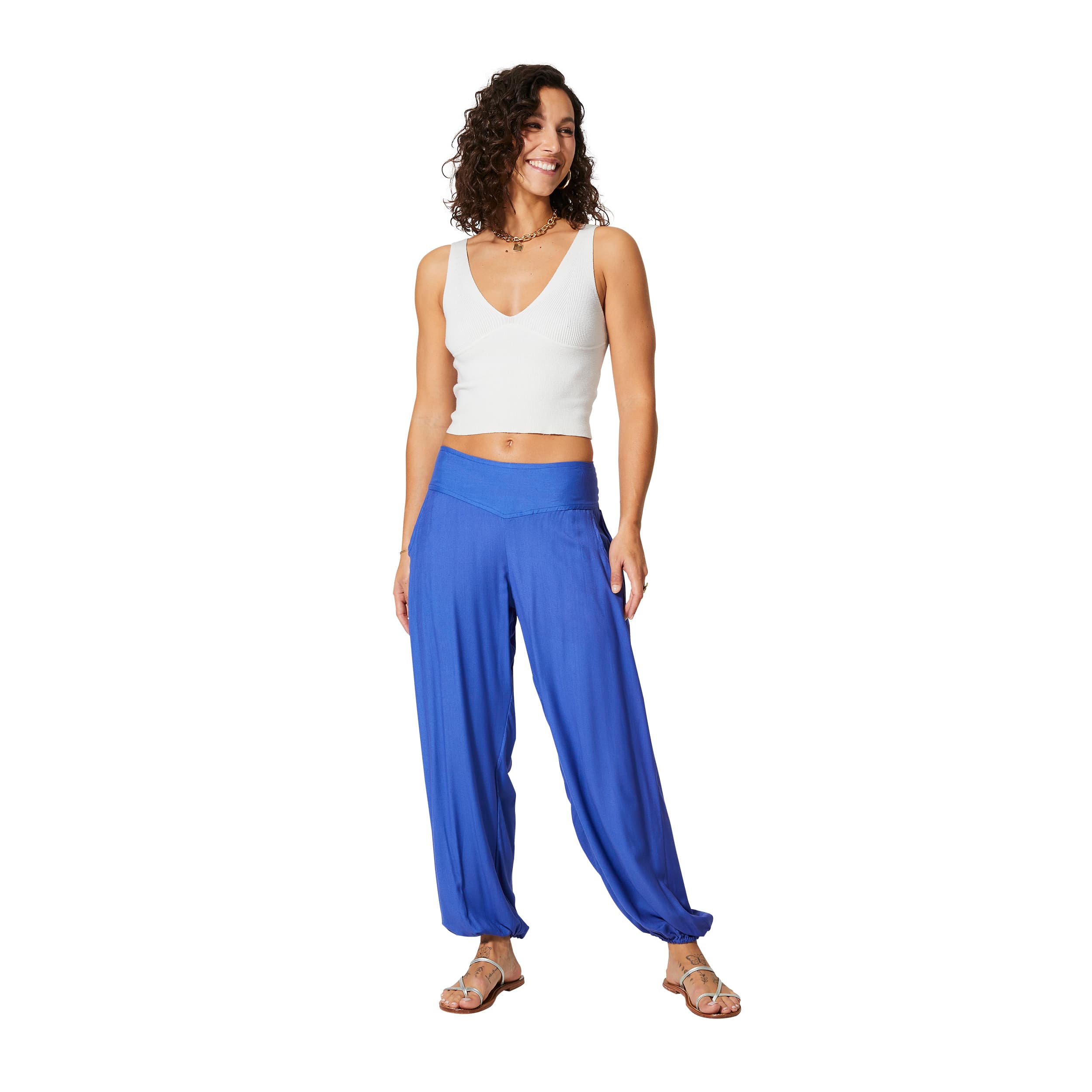 Pantalon été long Manya - 100% rayonne - bleu - Akoustik Online