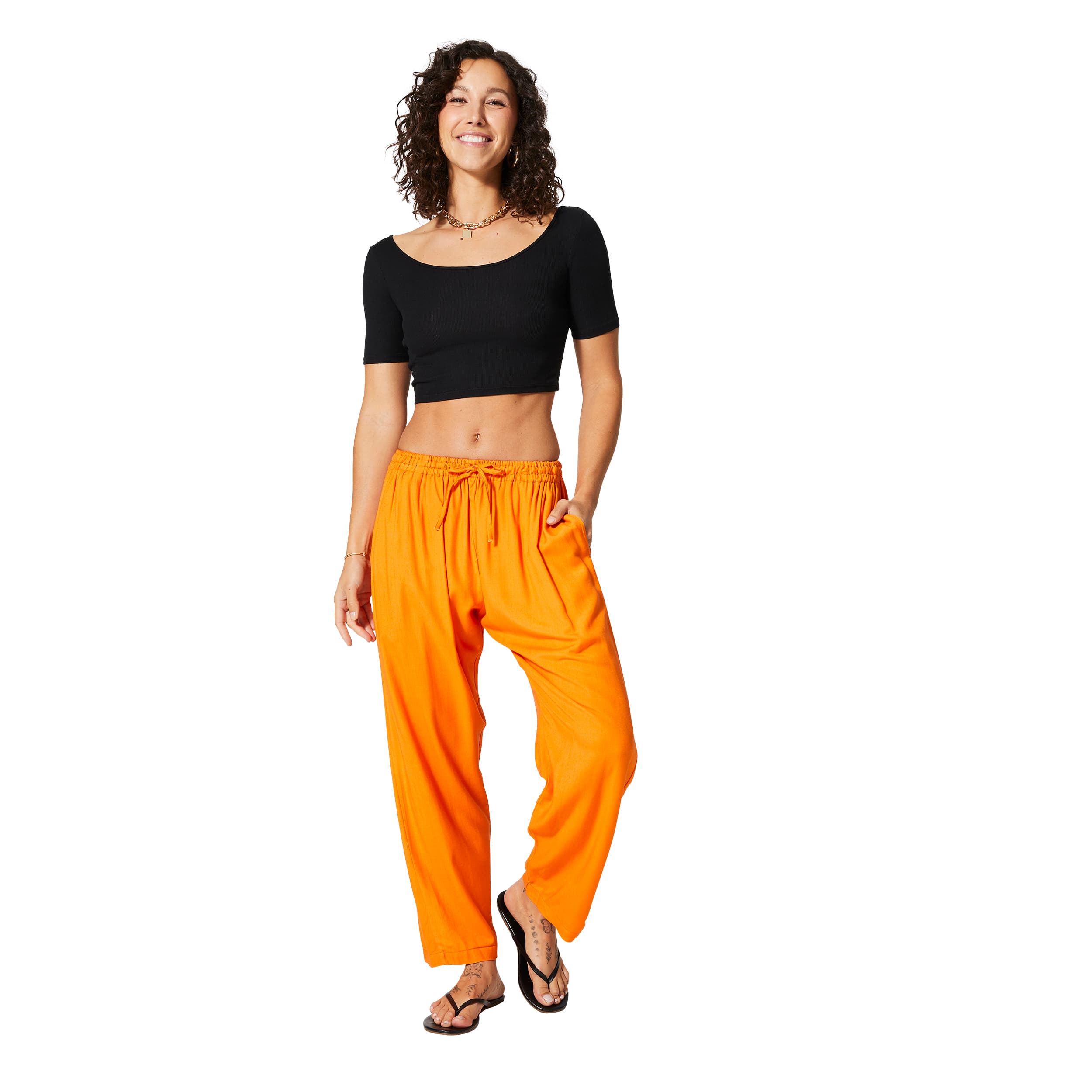 Pantalon été long Vesa - 100% rayonne - orange - Akoustik Online