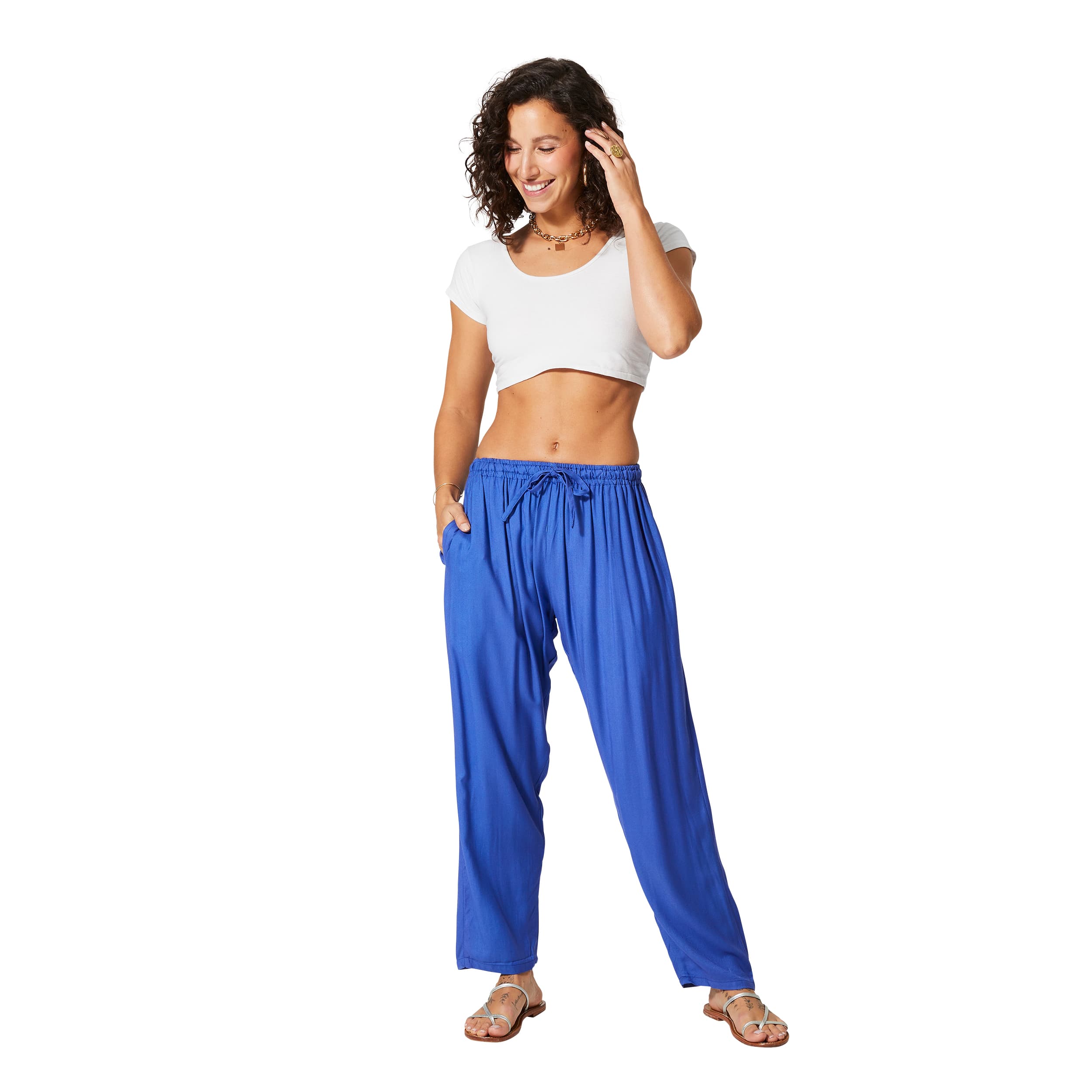 Pantalon été long Maciej - 100% rayonne - bleu - Akoustik Online