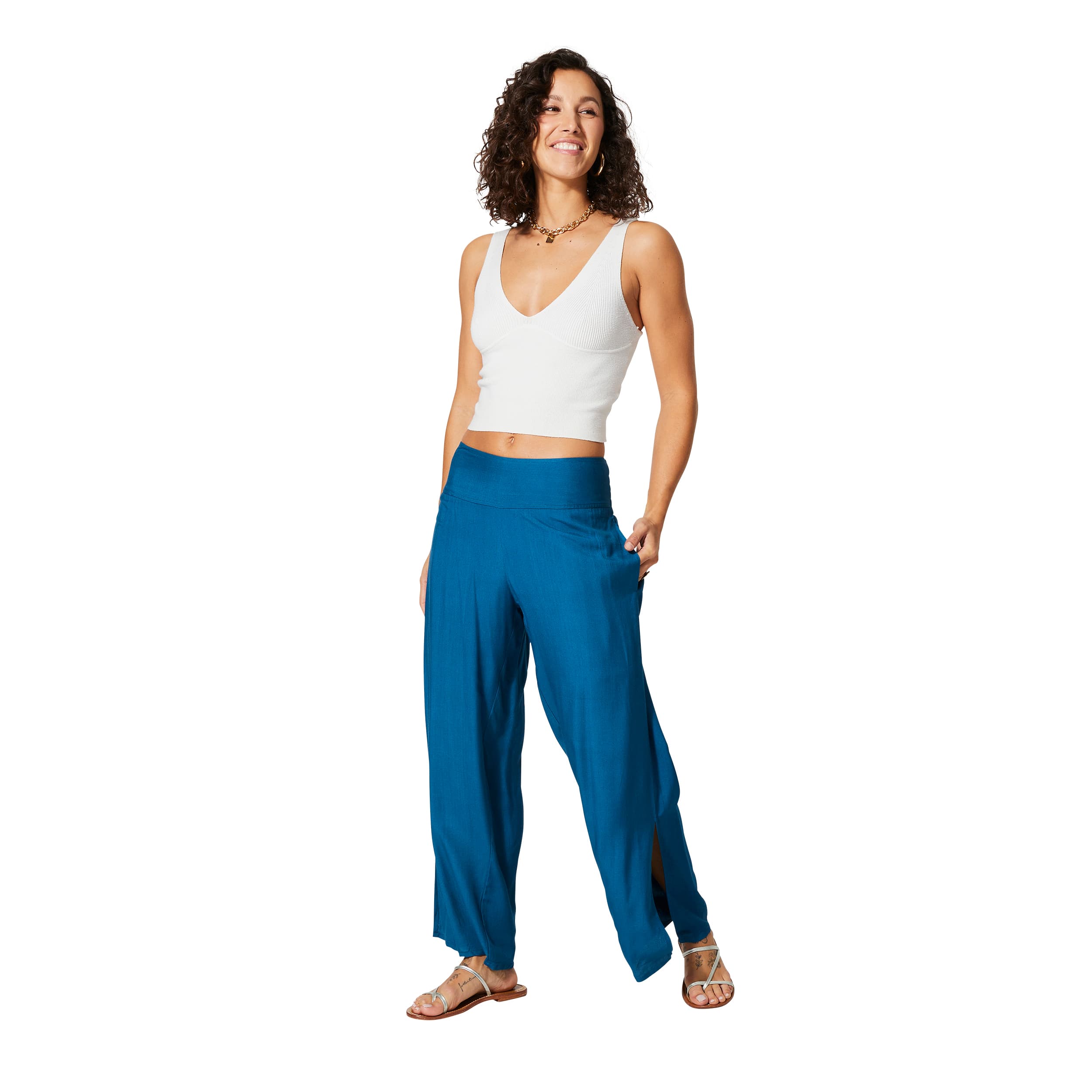 Pantalon été long Mimi - 100% rayonne - petrole - Akoustik Online