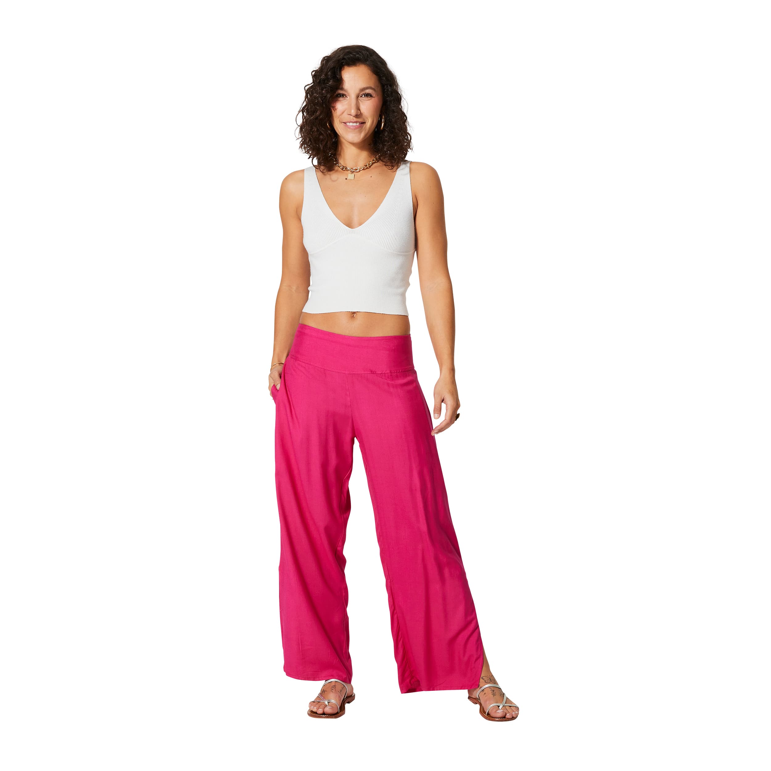 Pantalon été long Euthalia - 100% rayonne - rose - Akoustik Online