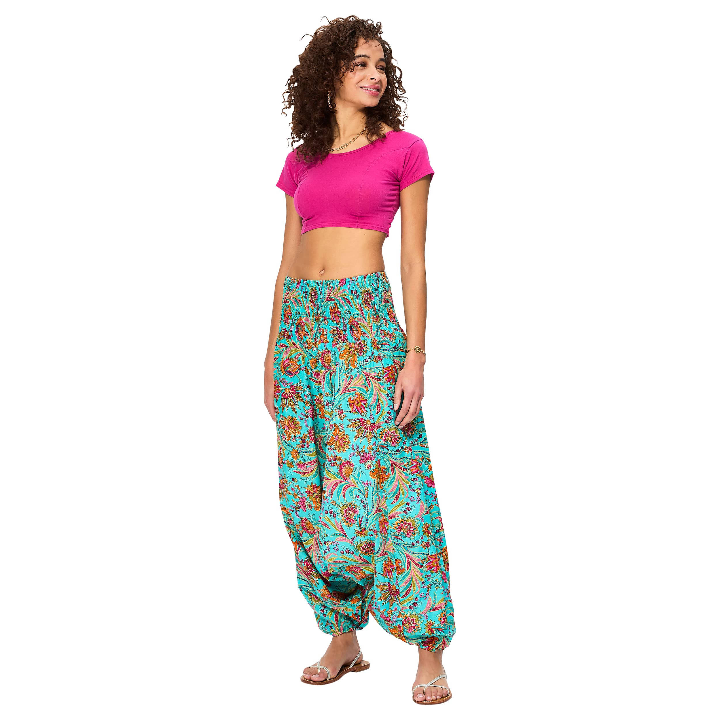 Sarouel été Gus - 100% coton - rose, creme - Akoustik Online